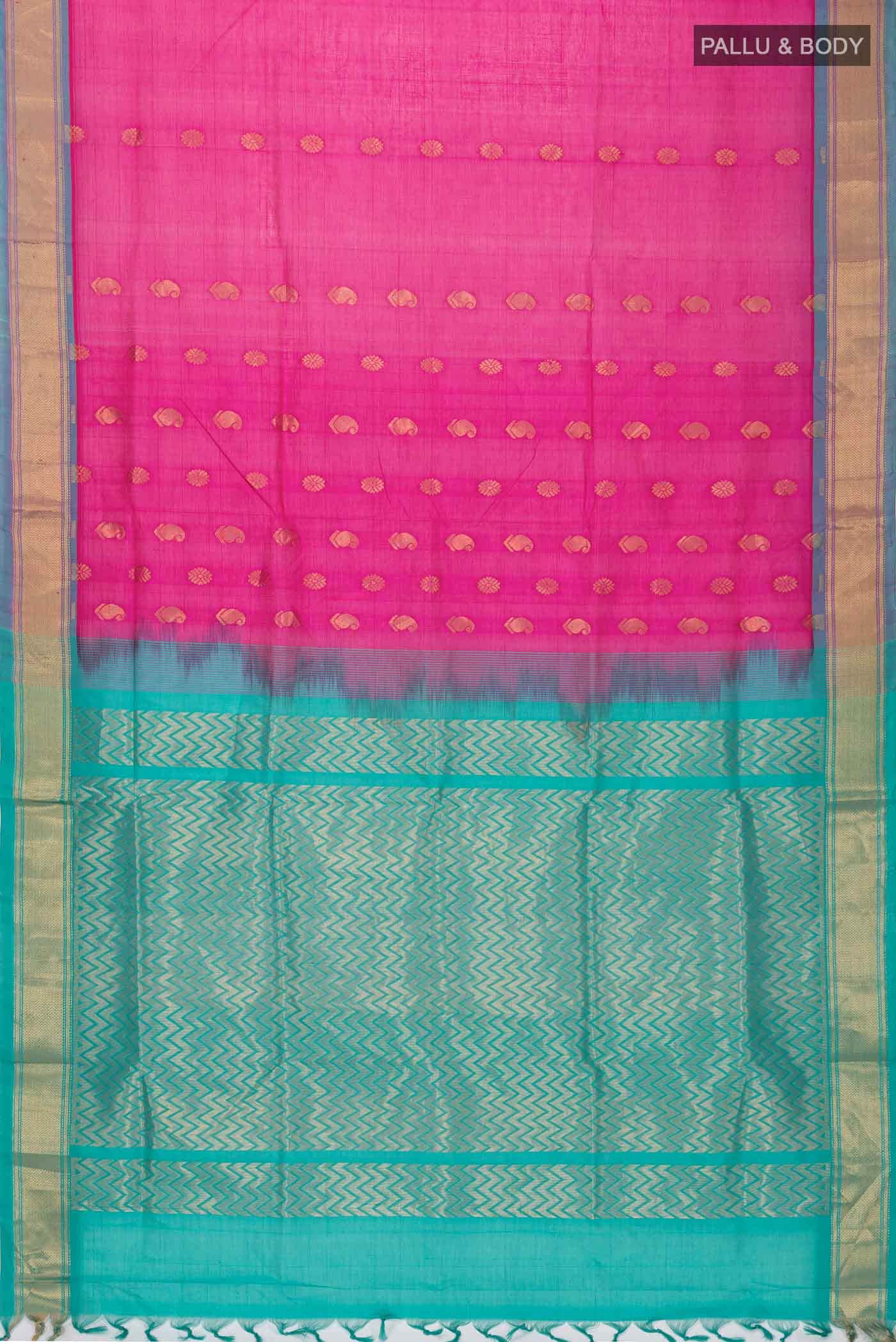 Pink Silk Cotton Saree - Image 2