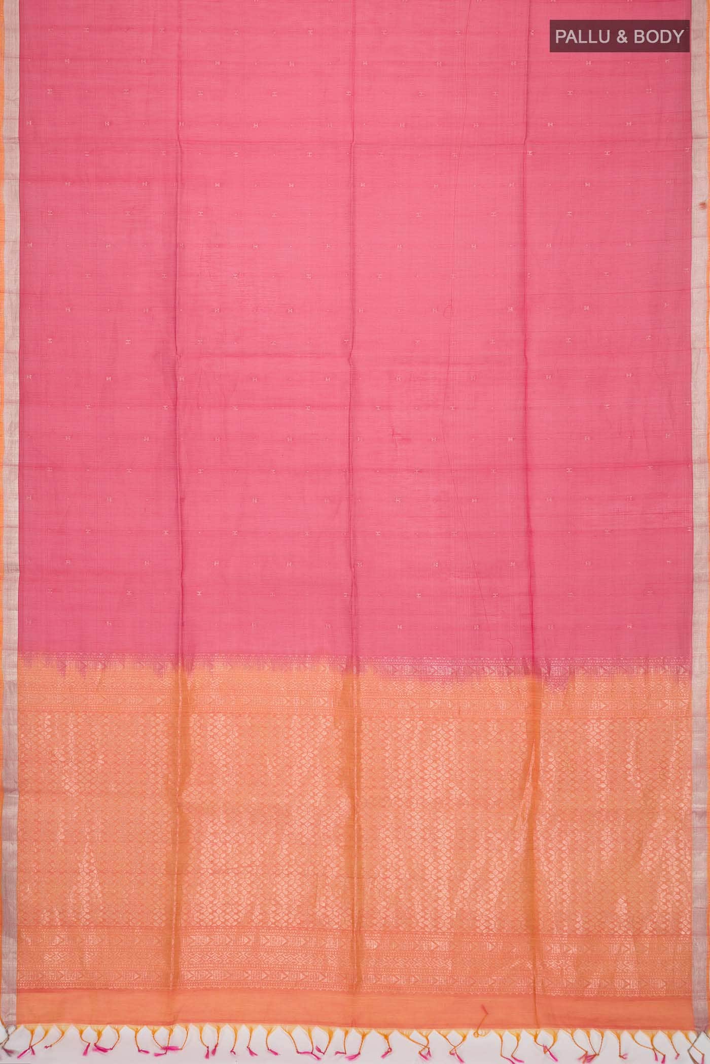 Pink Silk Cotton Saree - Image 2