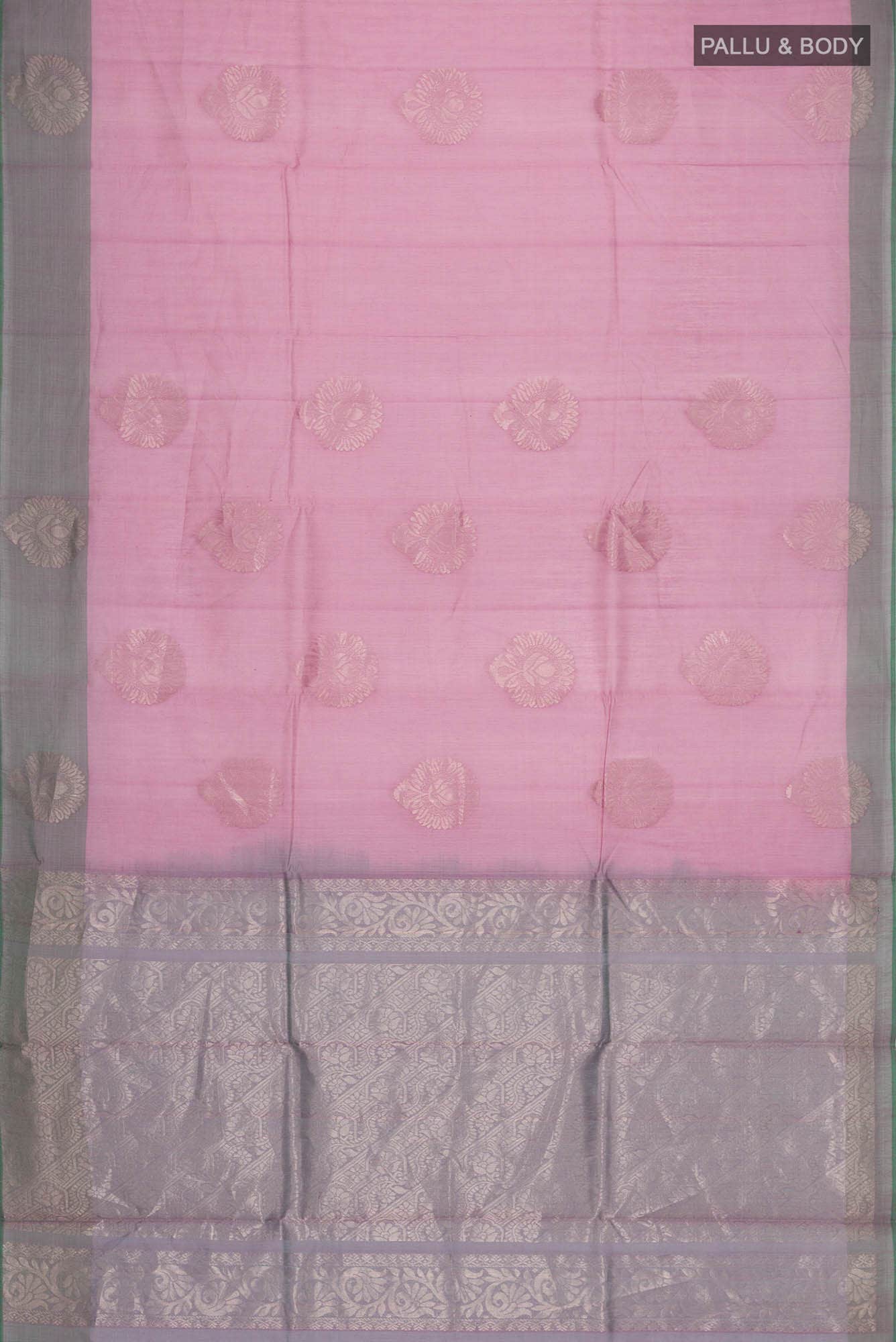 Pink Silk Cotton Saree - Image 2