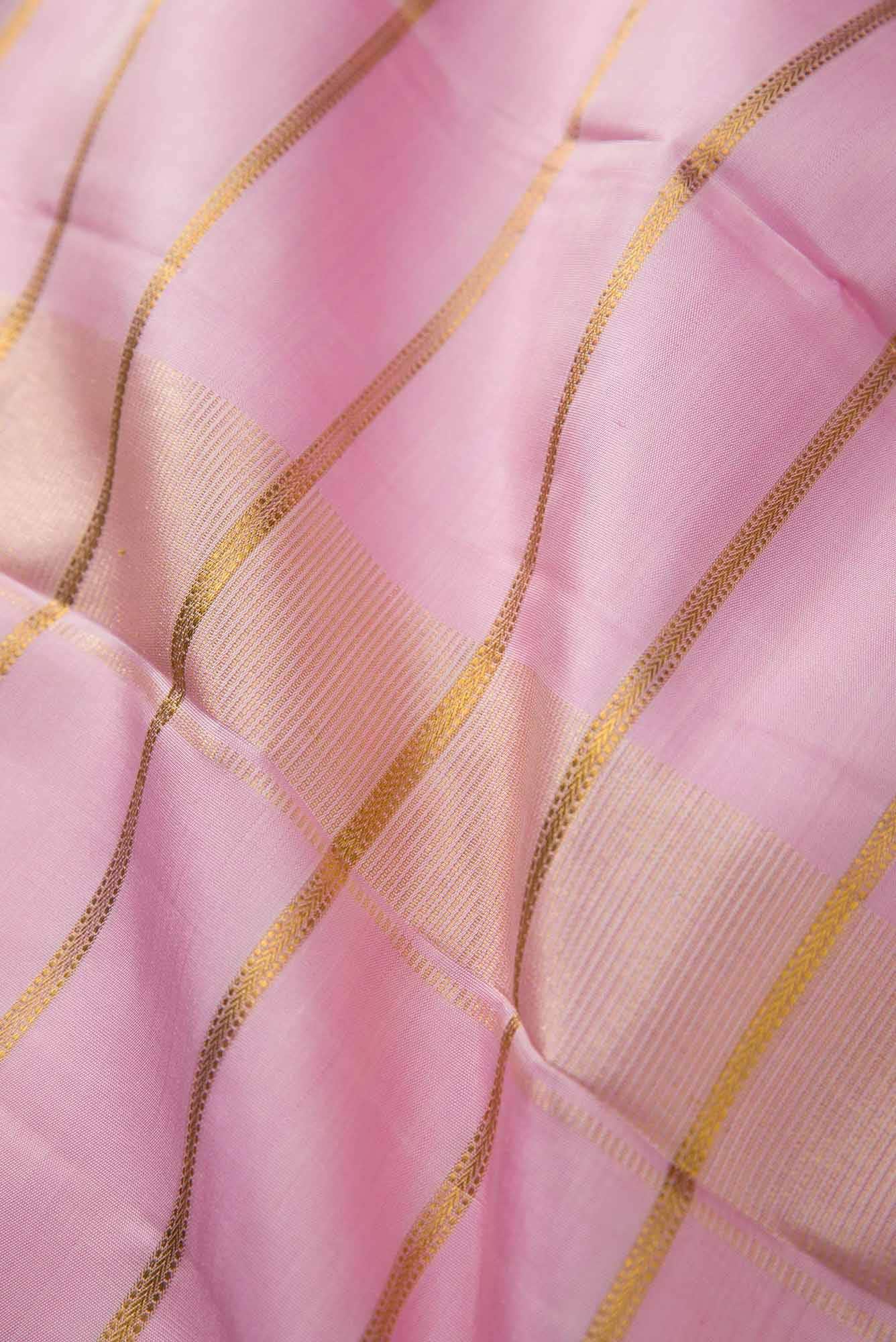 Pink Silk Dhoti With Angavastram (8X4) Muzham - Image 2