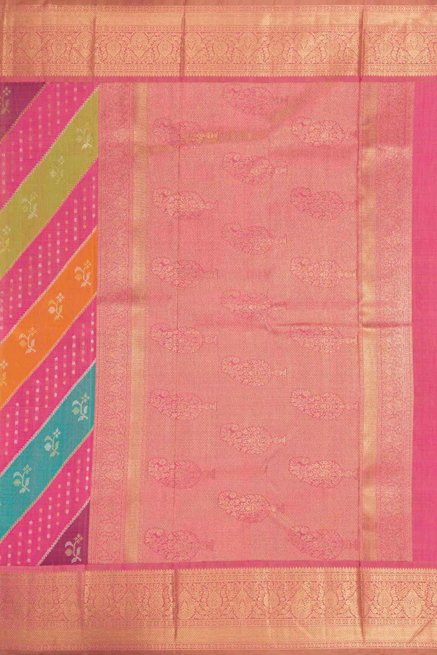Pure Silk Pure Zari Multi Color Kanjivaram Saree - Image 5