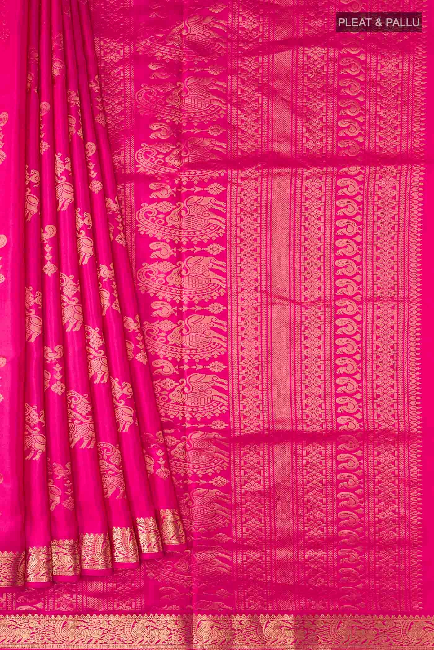 Pink Soft Silk Saree - Image 4