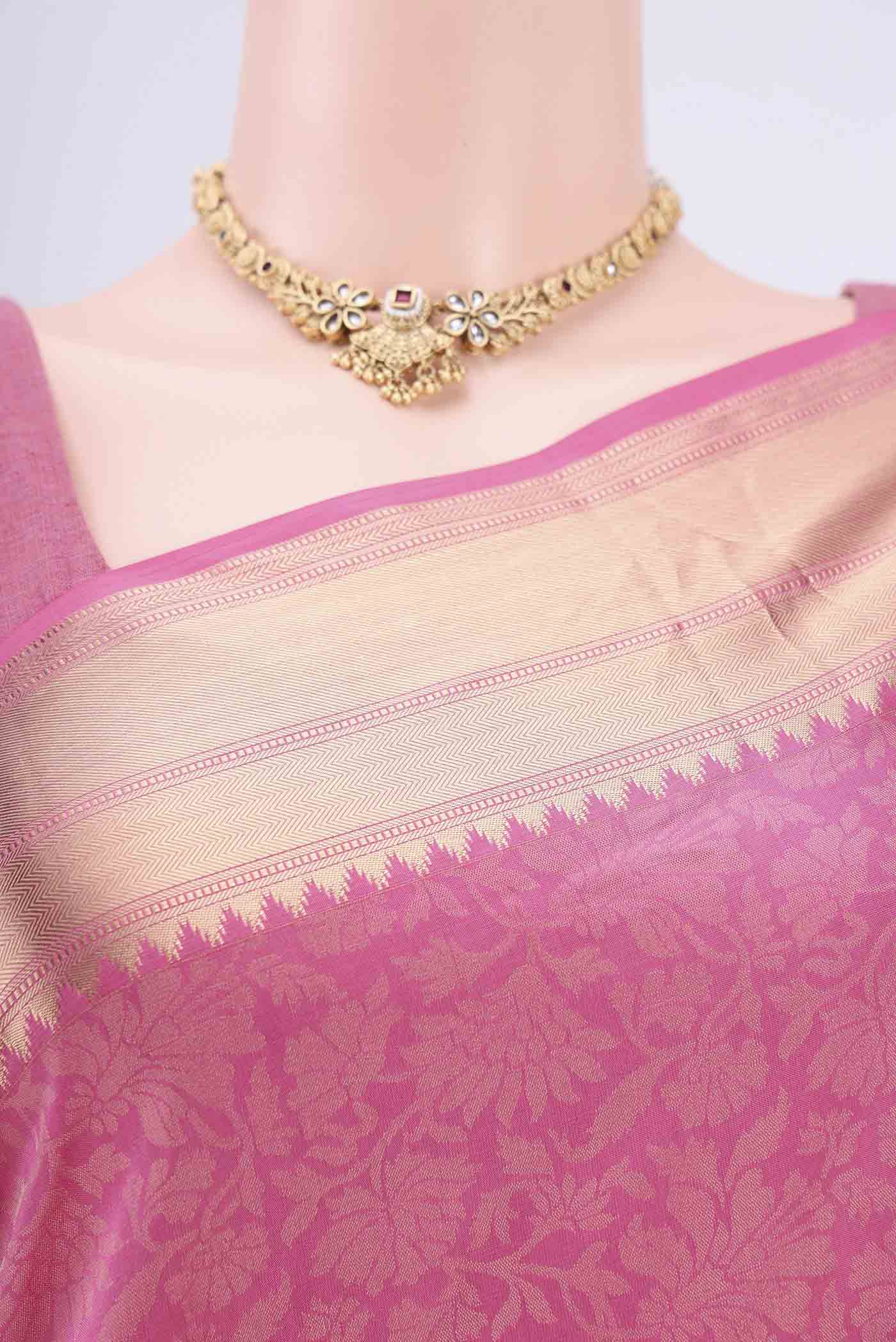 Pink Soft Silk Saree - Image 2