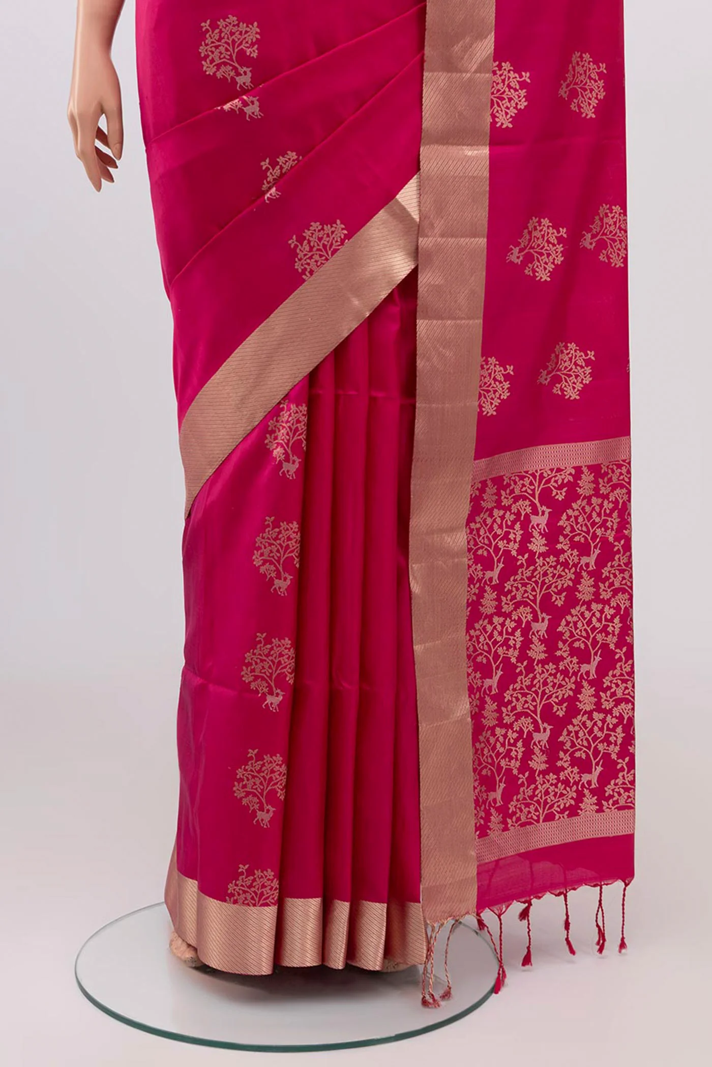 Pink Soft Silk Saree - Image 3