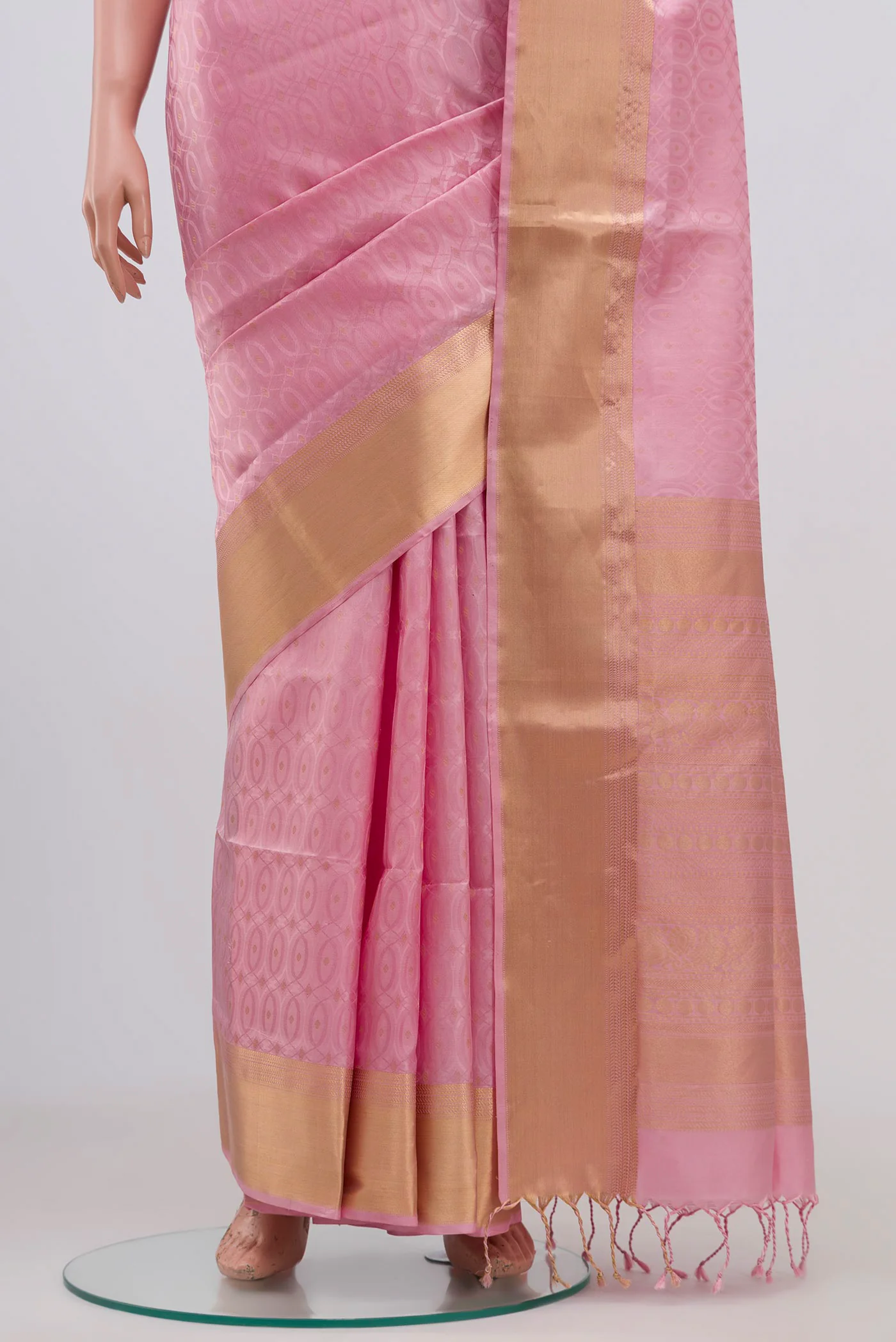 Rose pink Soft Silk Saree - Image 3