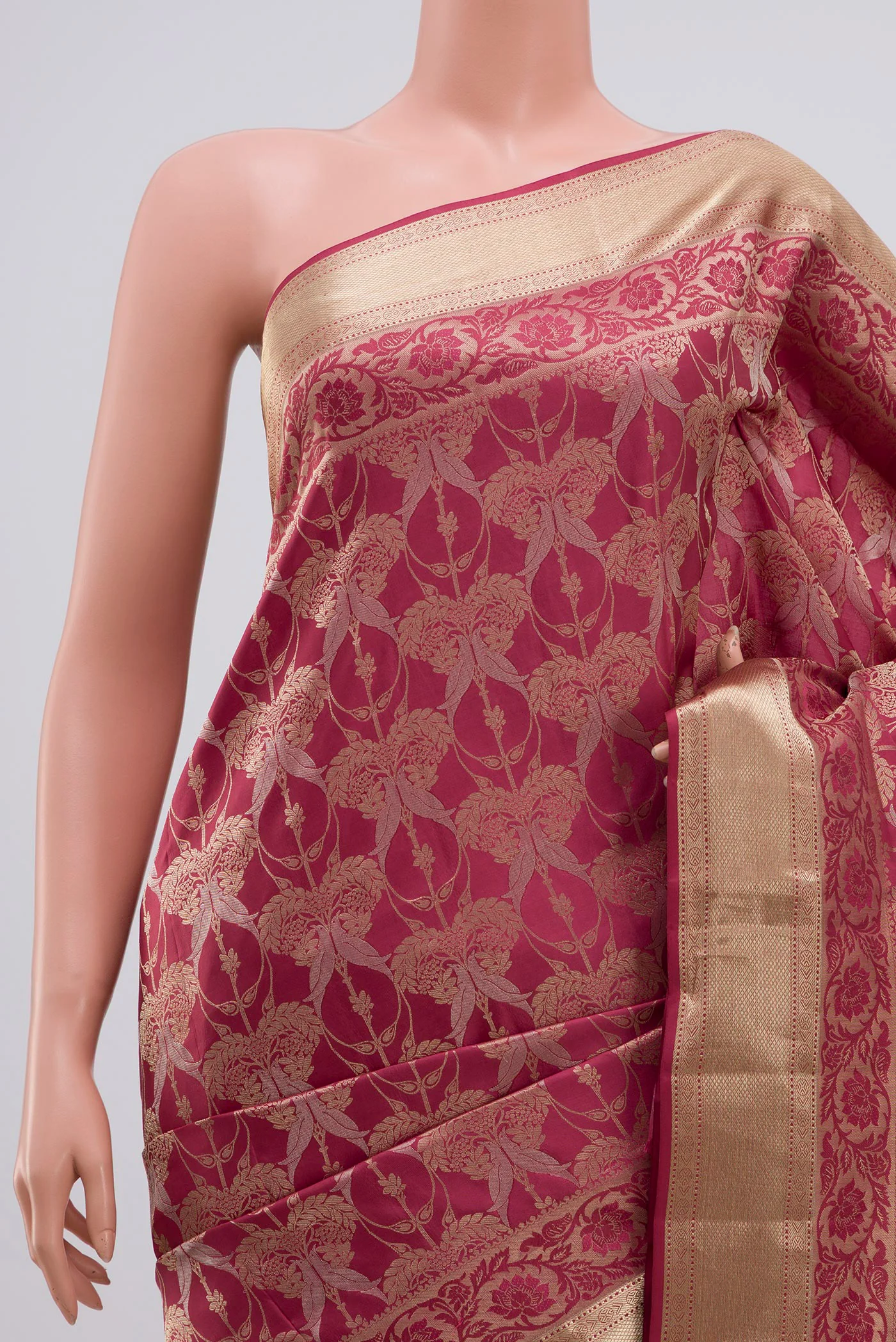 Pink Soft Silk Saree - Image 2