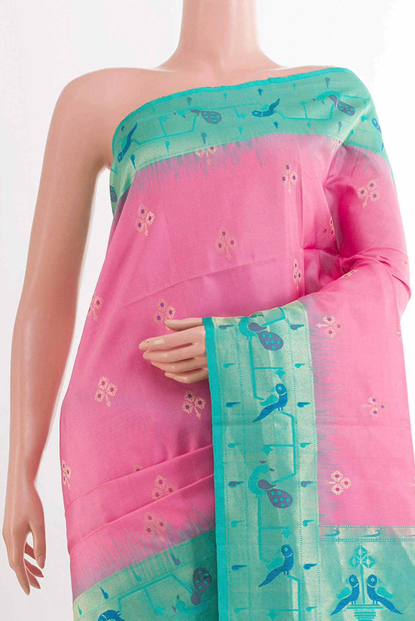 Pink Soft Silk Saree - Image 2