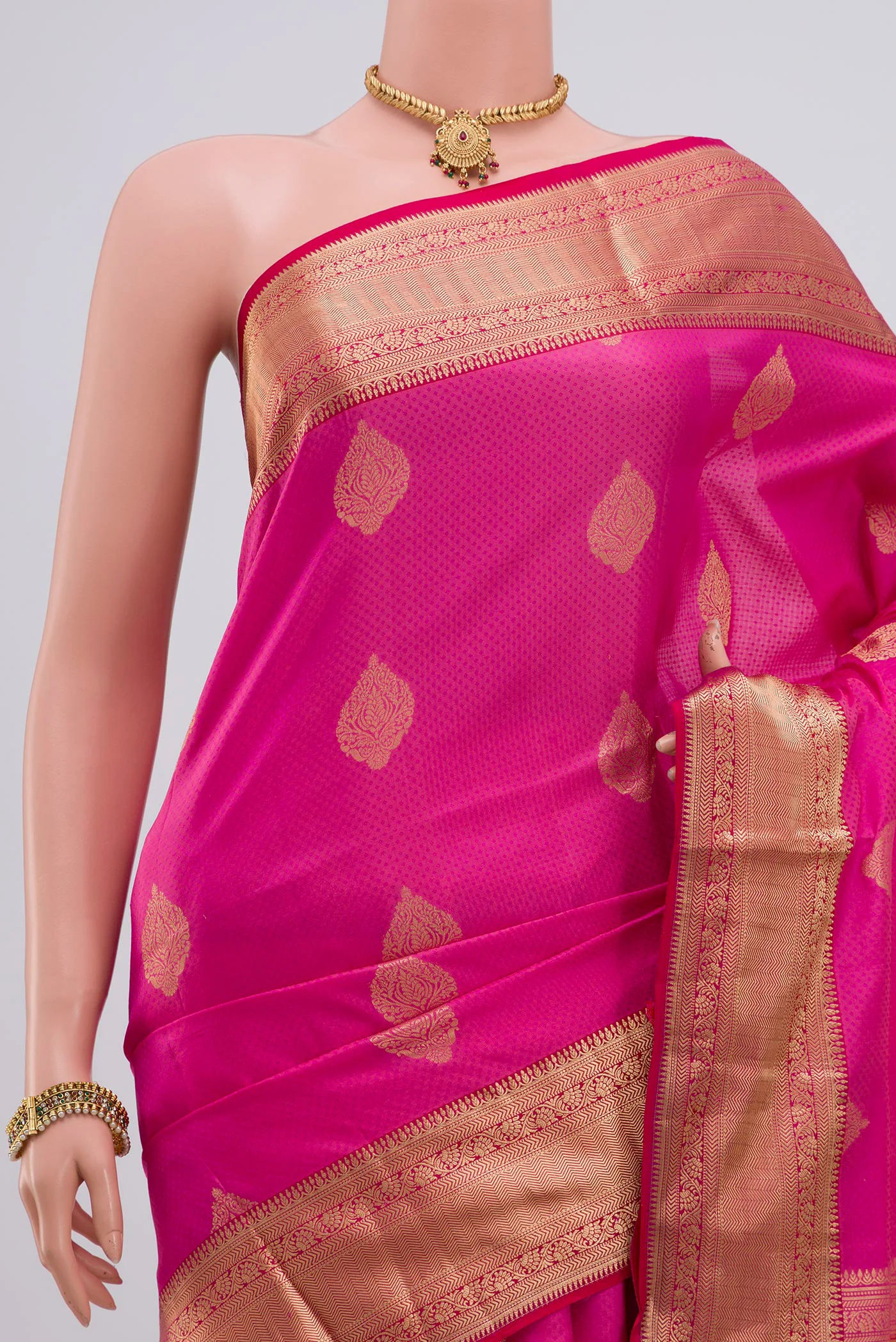 Pink Soft Silk Saree - Image 2