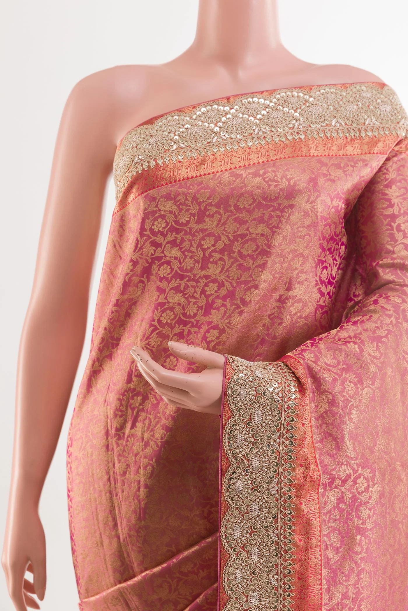 Pink Kanjivaram Tissue Silk Saree - Image 2