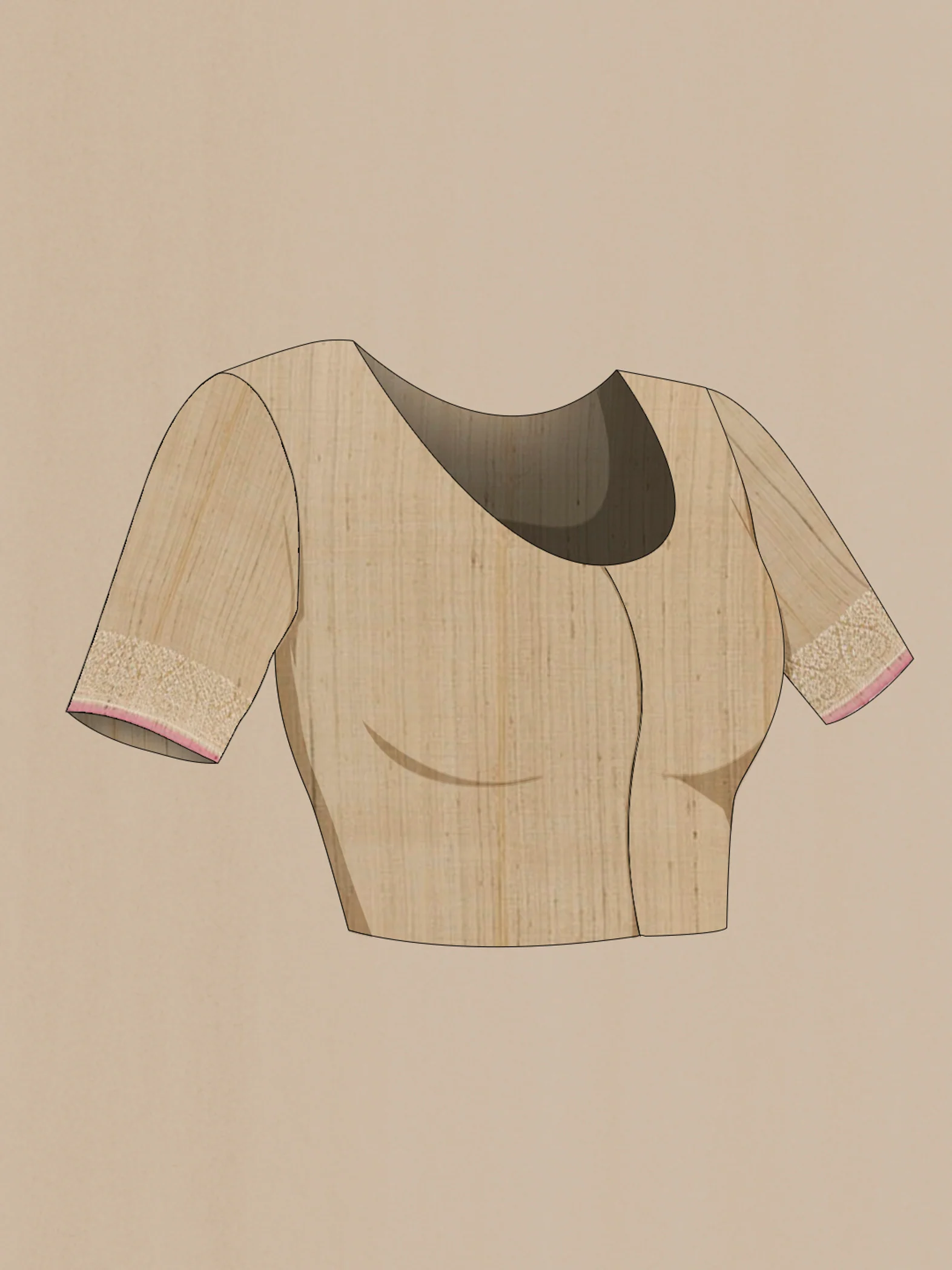 Rose Gold Tussar Silk Saree - Image 2