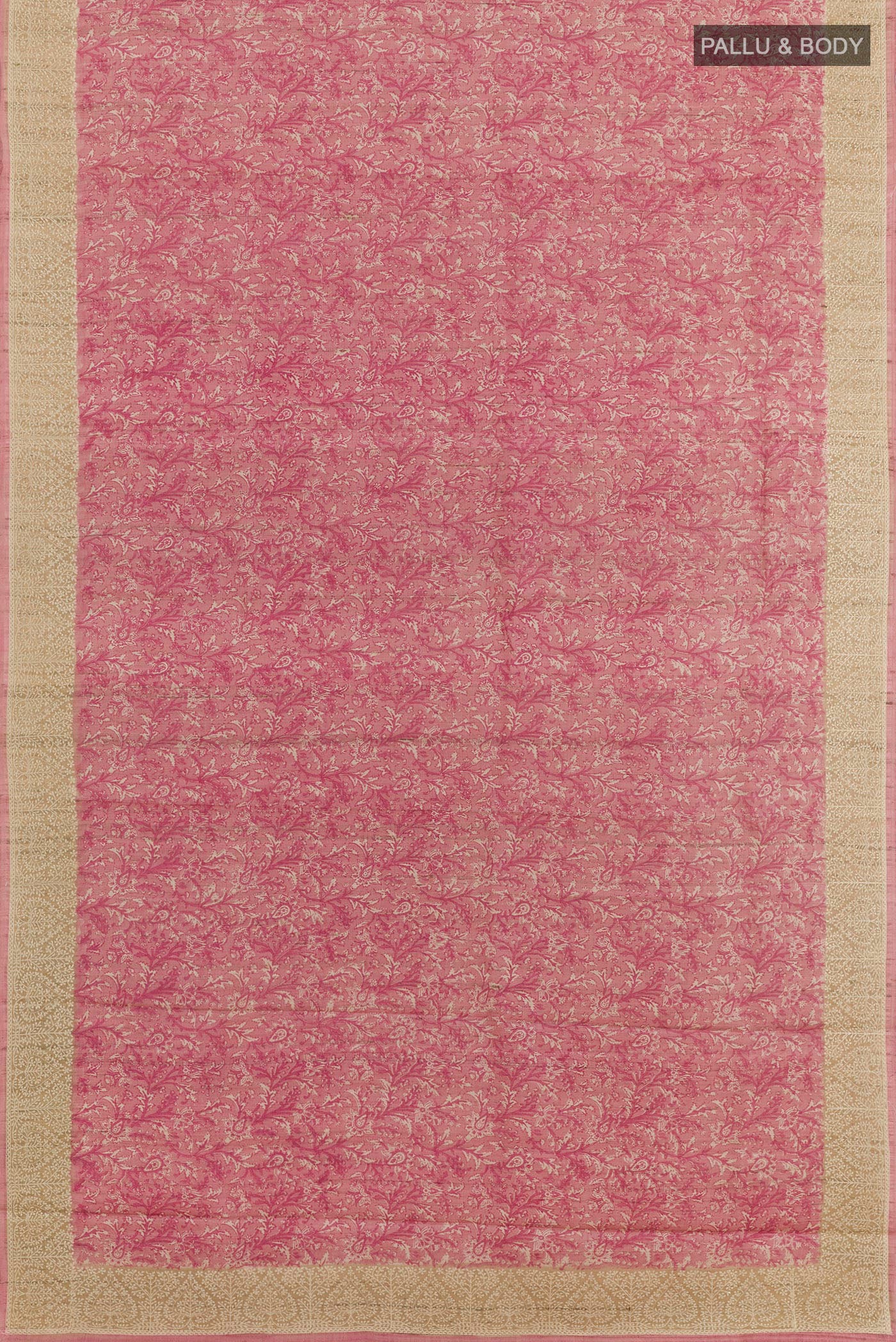 Rose Gold Tussar Silk Saree - Image 3