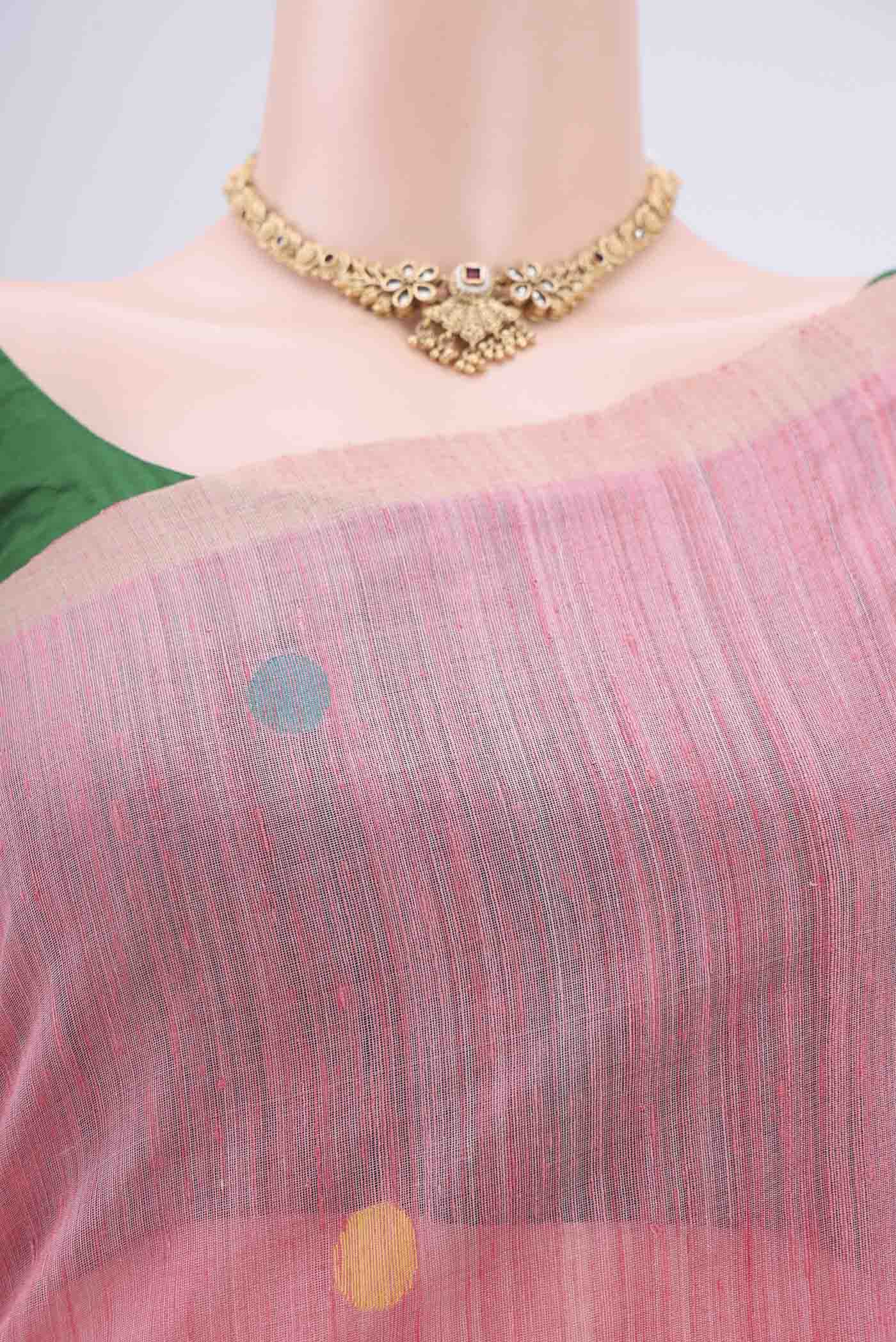 Pink Jute Silk Saree - Image 2