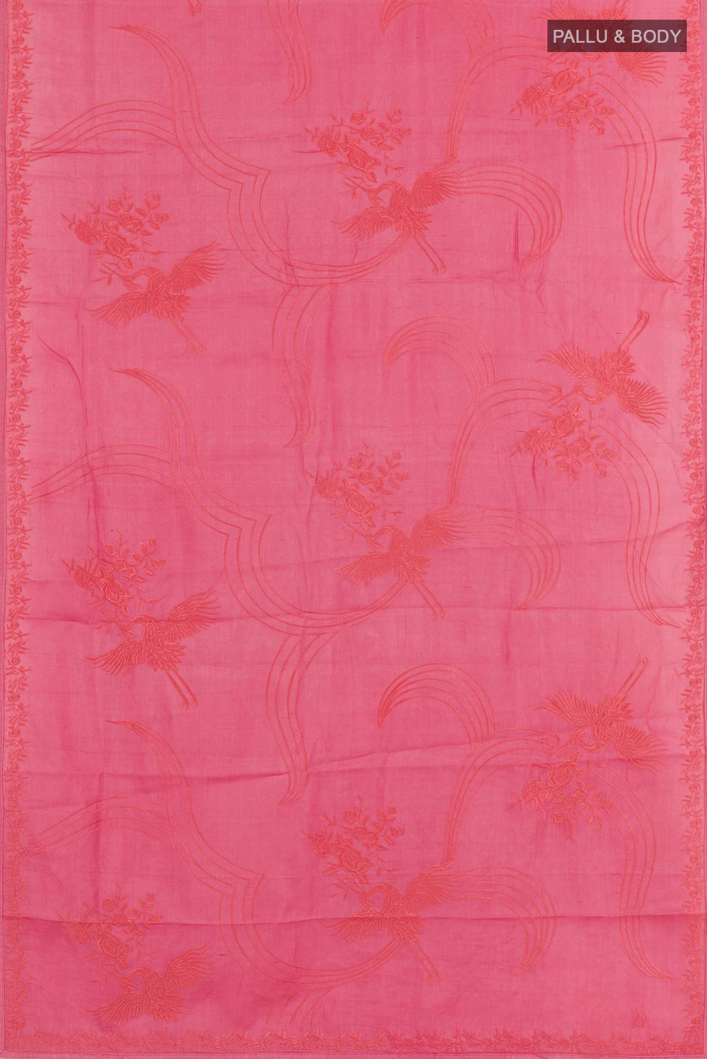 Pink Tussar Silk Saree - Image 3