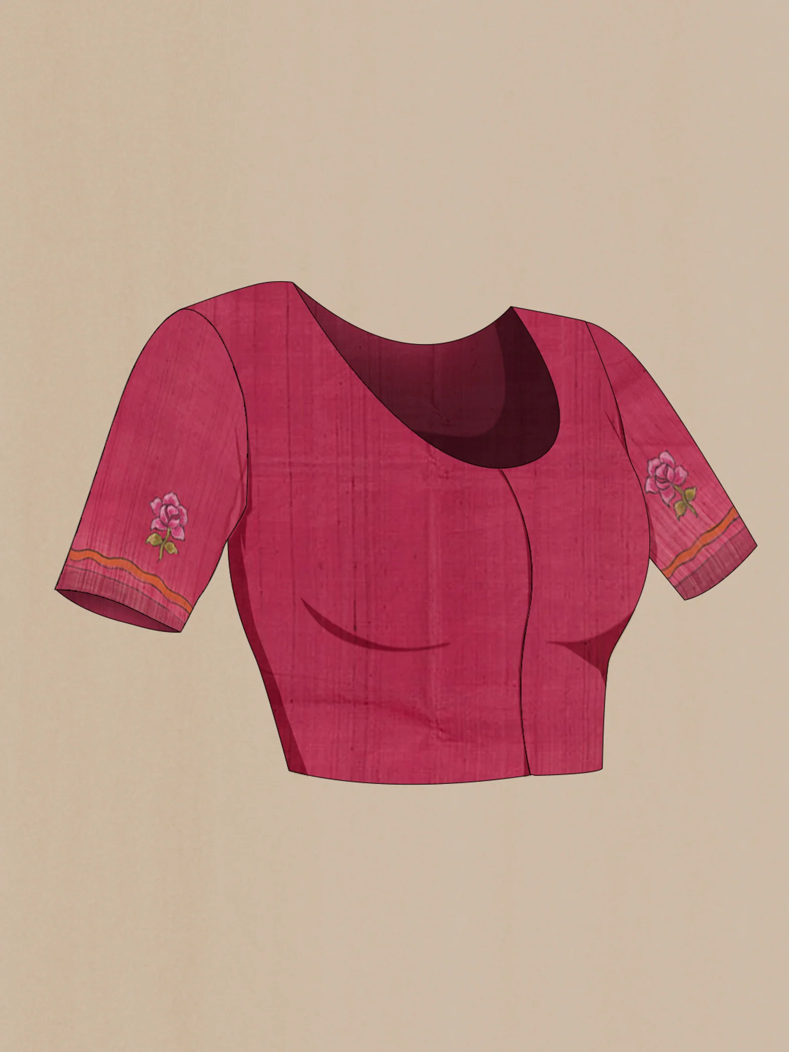 Maroon Tussar Silk Saree - Image 2