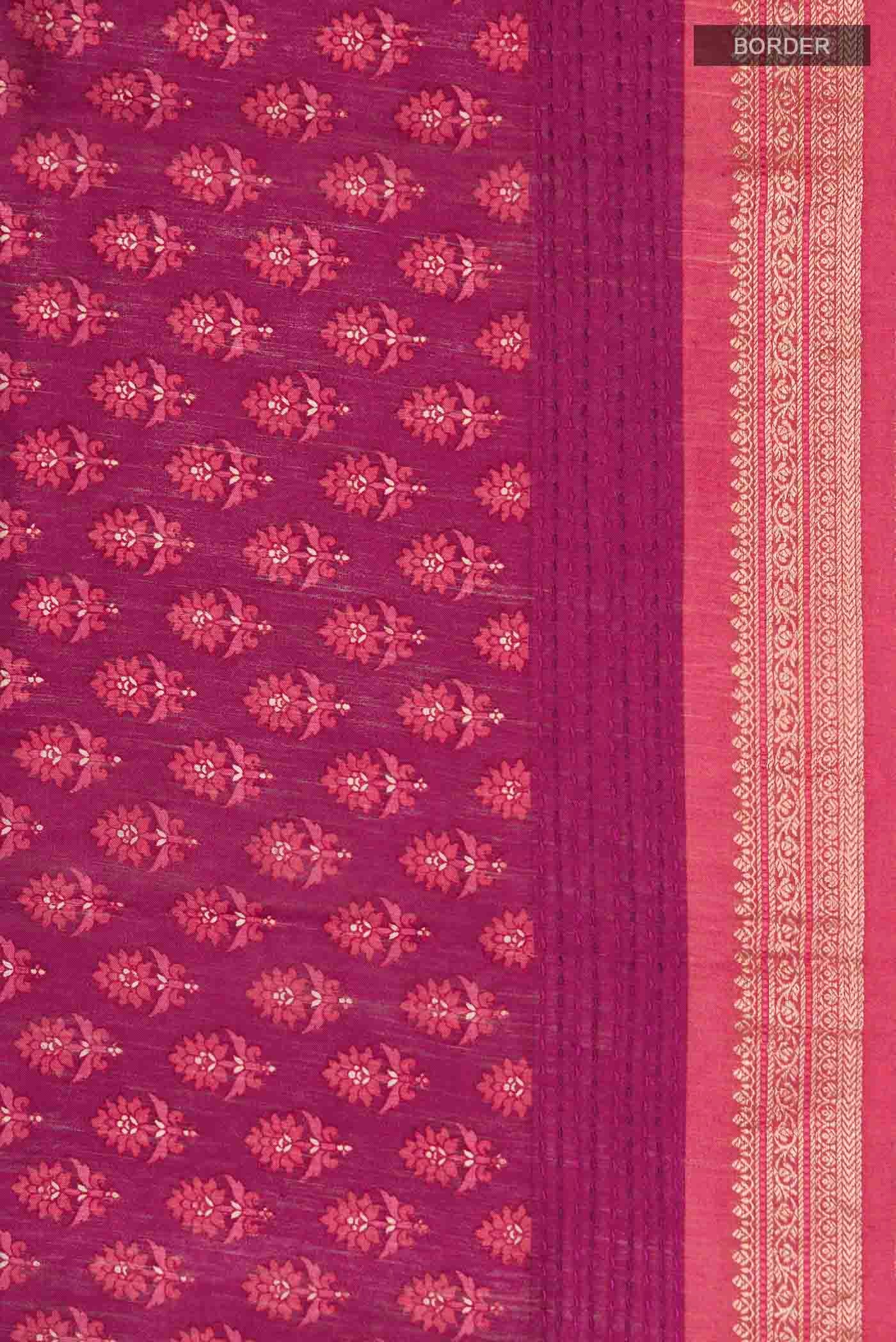 Pink Tussar Silk Saree - Image 3