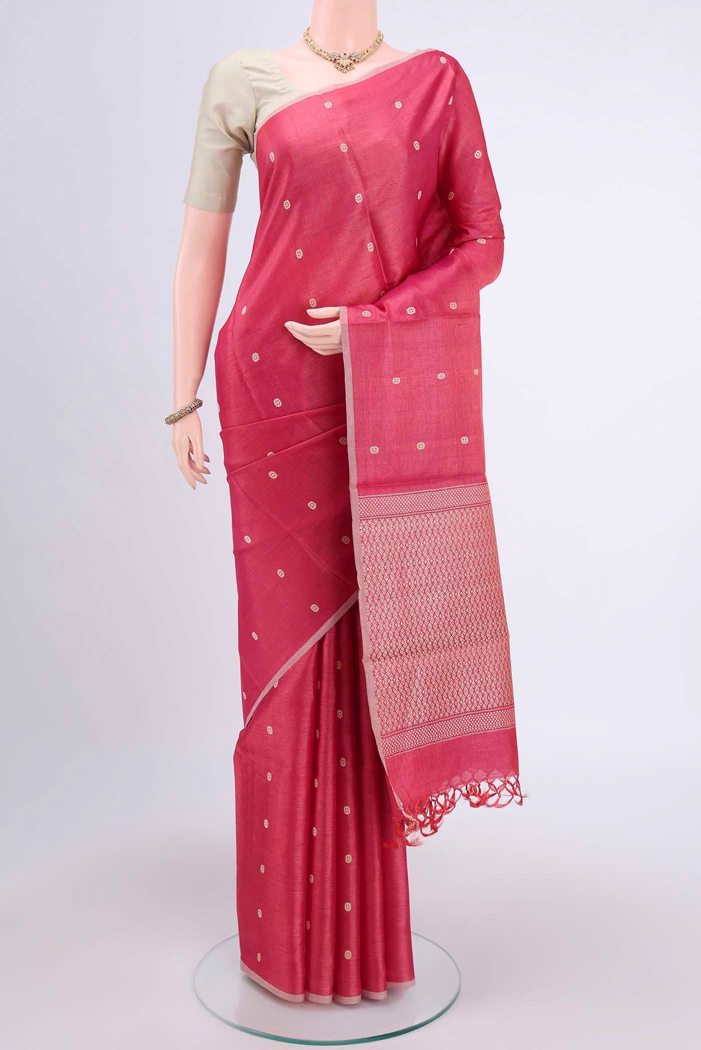 Imperial Red Tussar Silk Saree