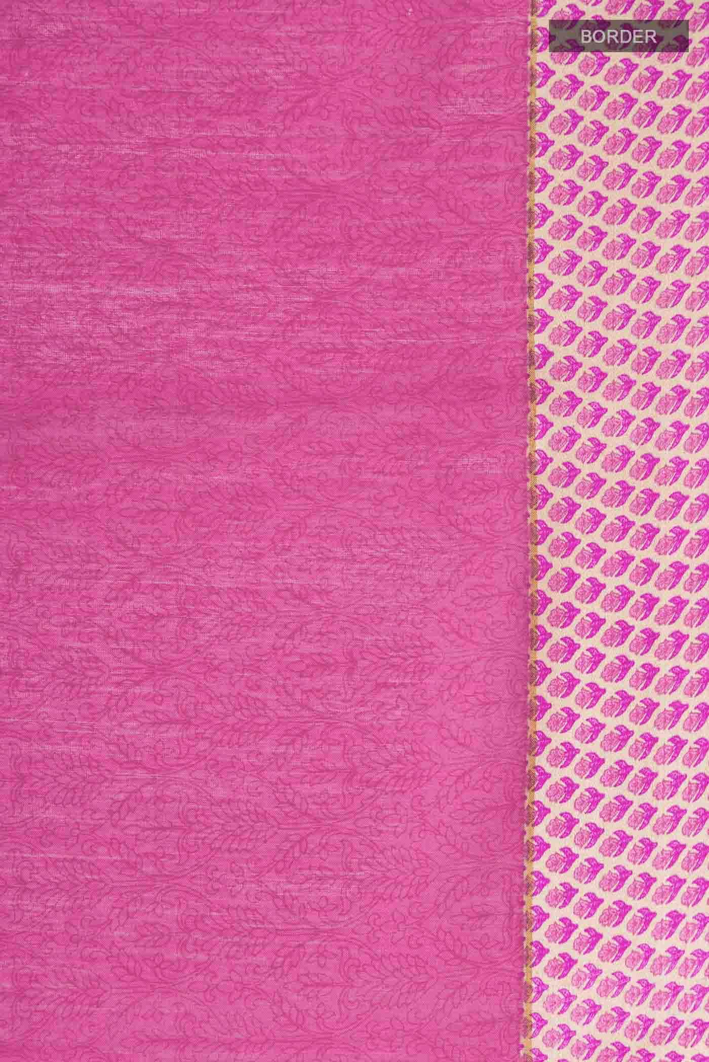 Pink Tussar Silk Saree - Image 4