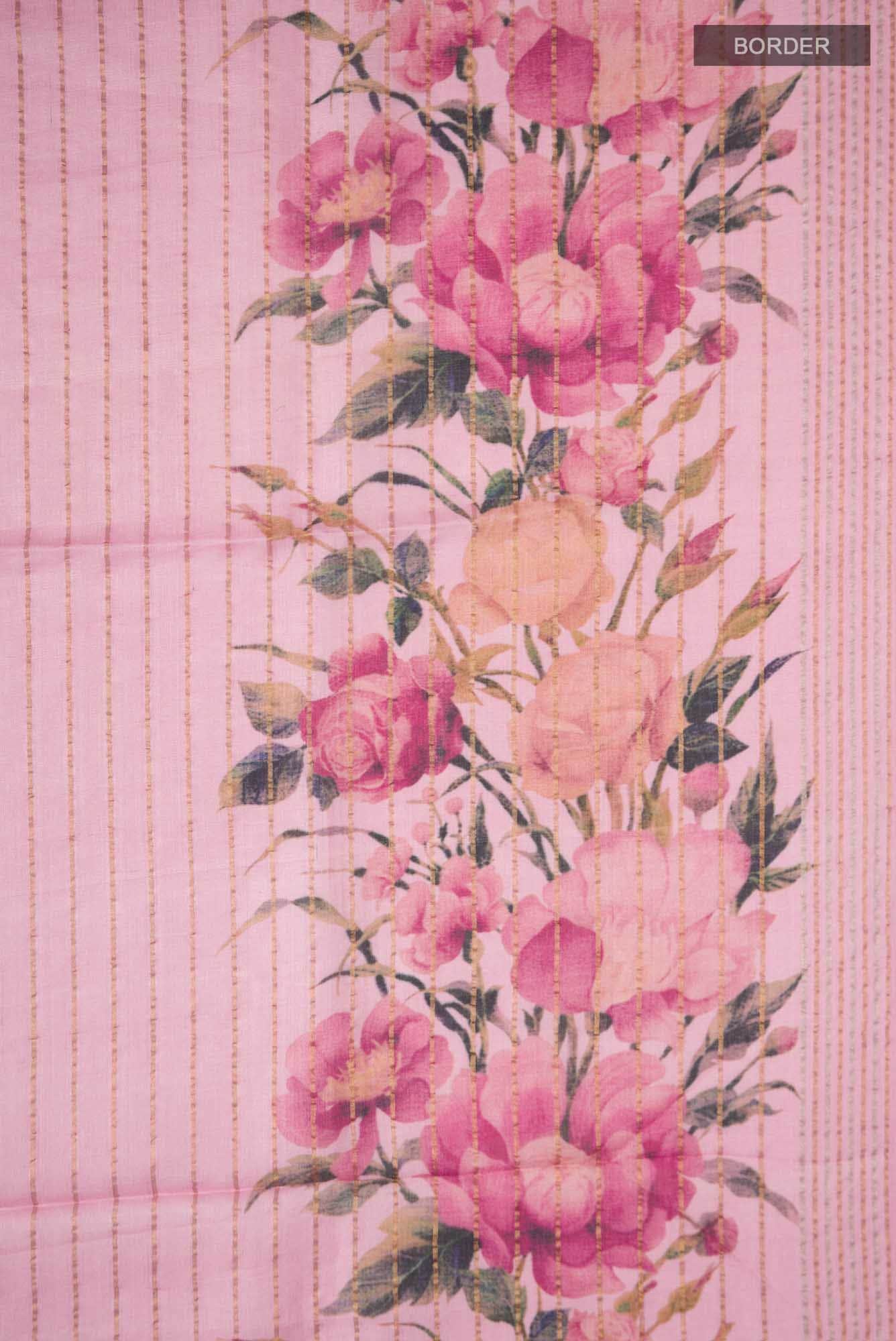 Pink Tussar Silk Saree - Image 4
