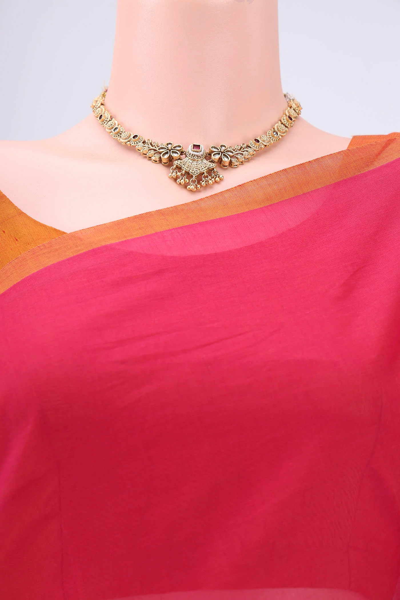 Pink Venkatagiri Cotton Saree - Image 2
