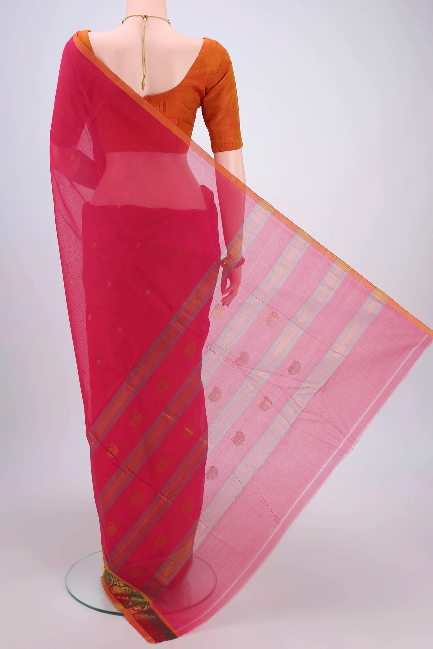 Pink Venkatagiri Cotton Saree - Image 3