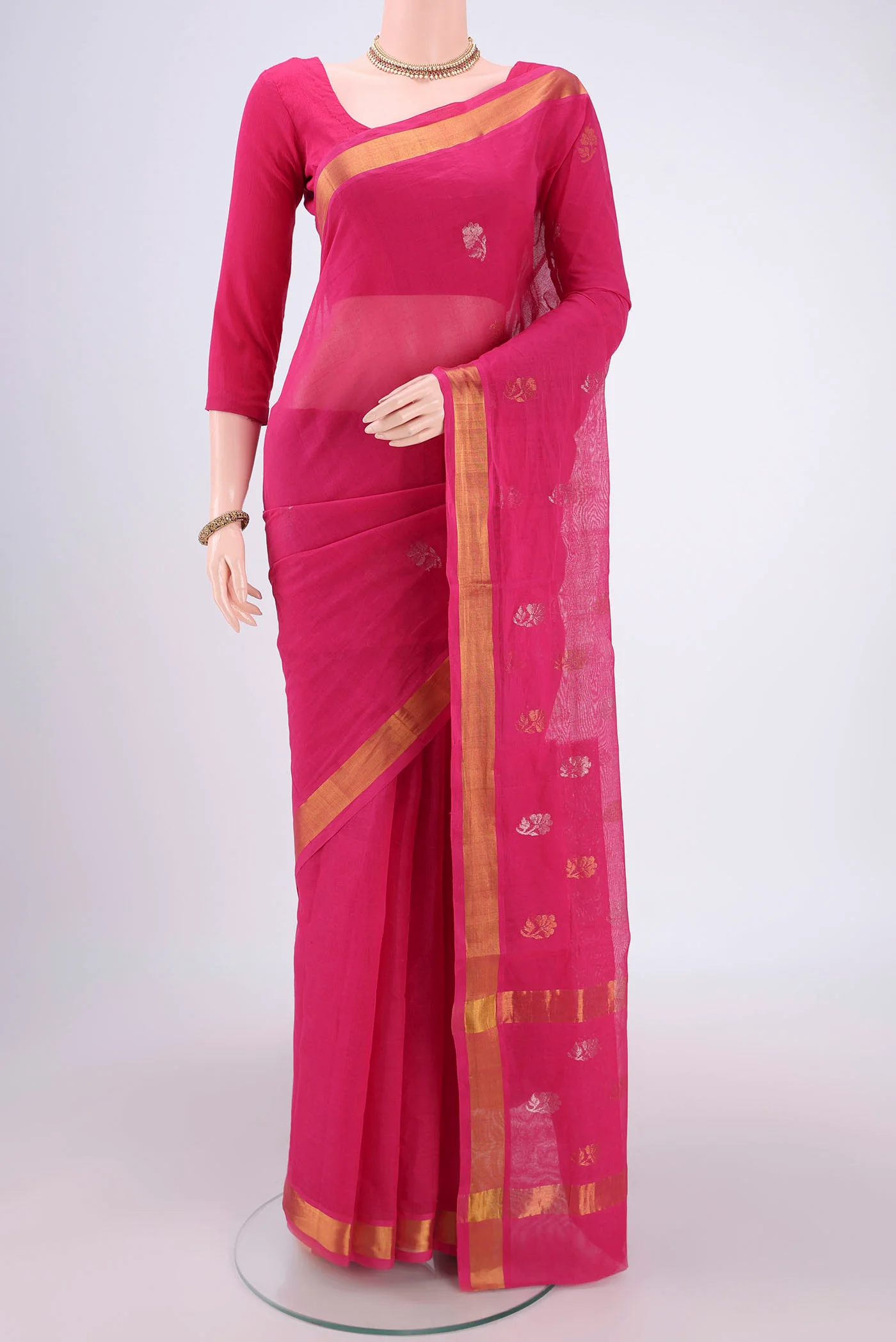 Pink Venkatagiri Cotton Saree