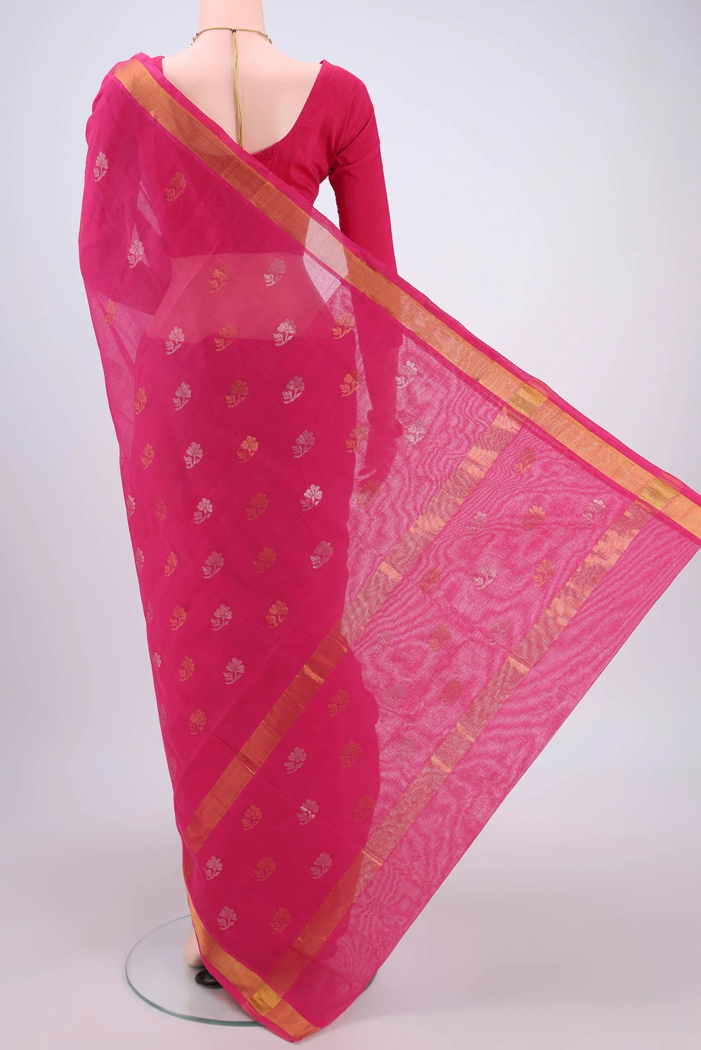 Pink Venkatagiri Cotton Saree - Image 3