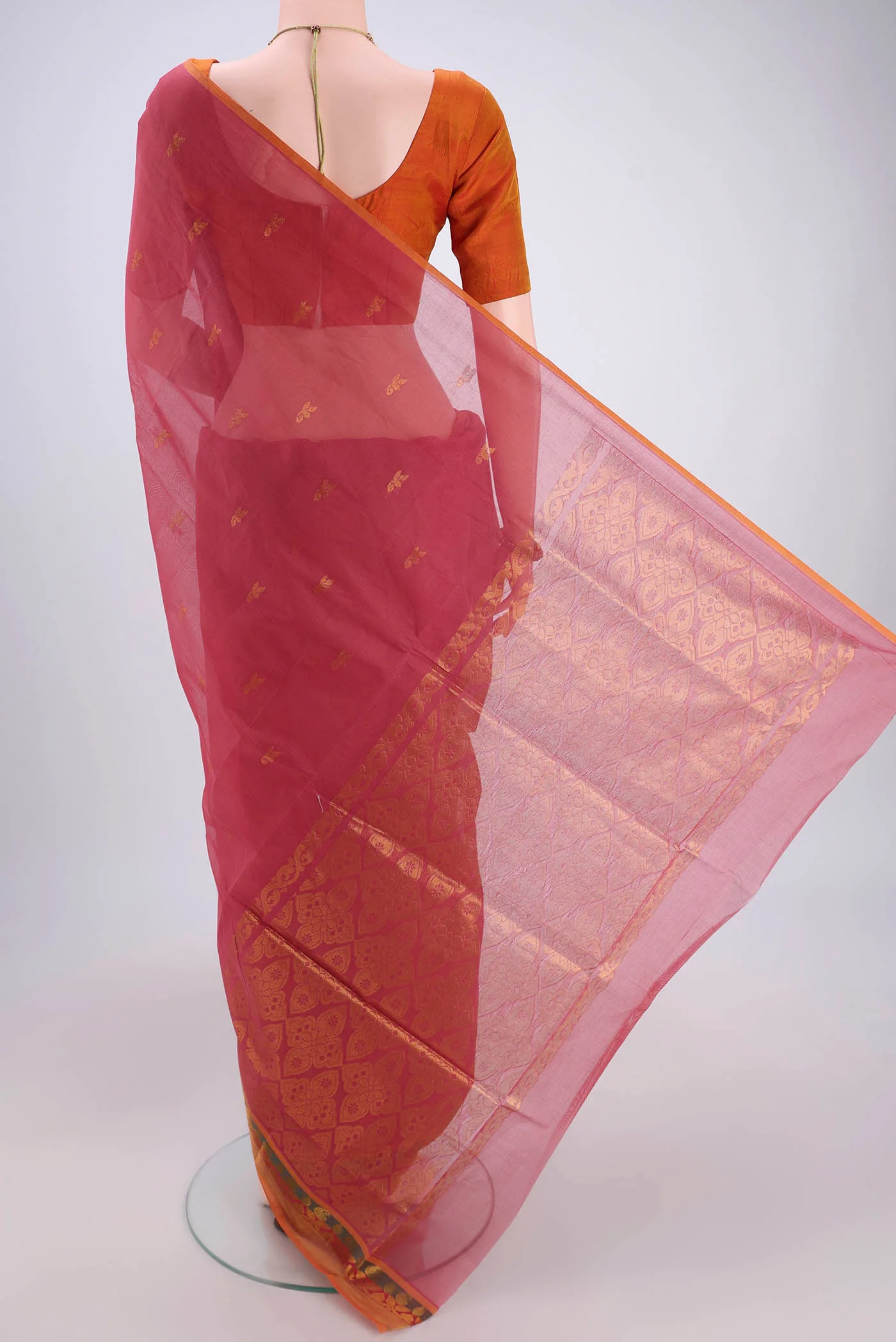 Pink Venkatagiri Cotton Saree - Image 3