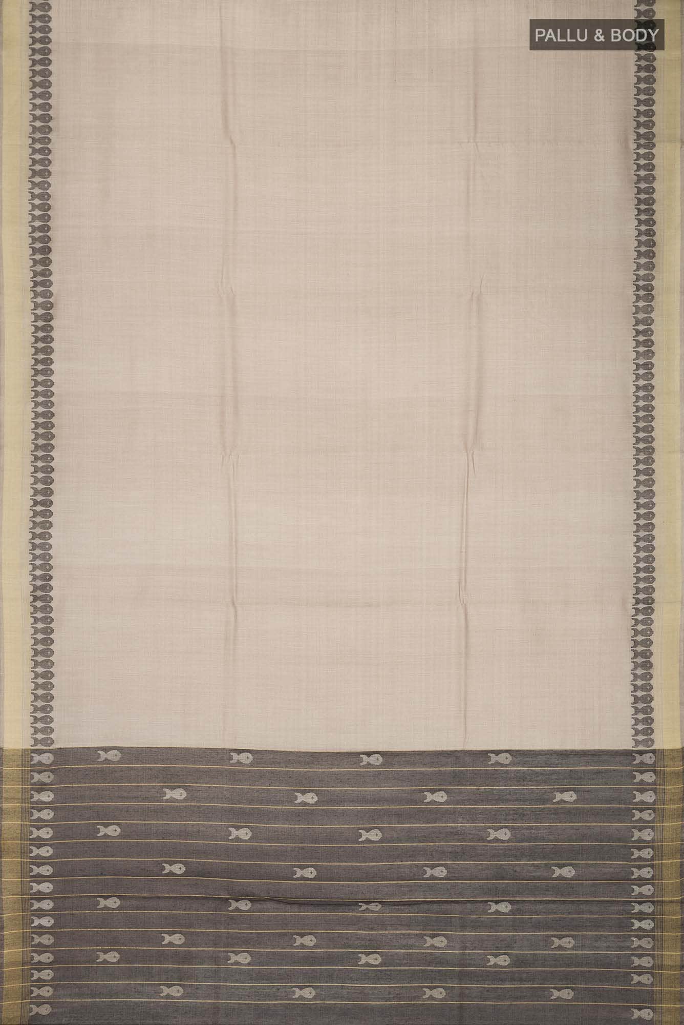 Pisces in Paris-Light Brown Bhagalpuri Tussar Silk Saree - Image 10