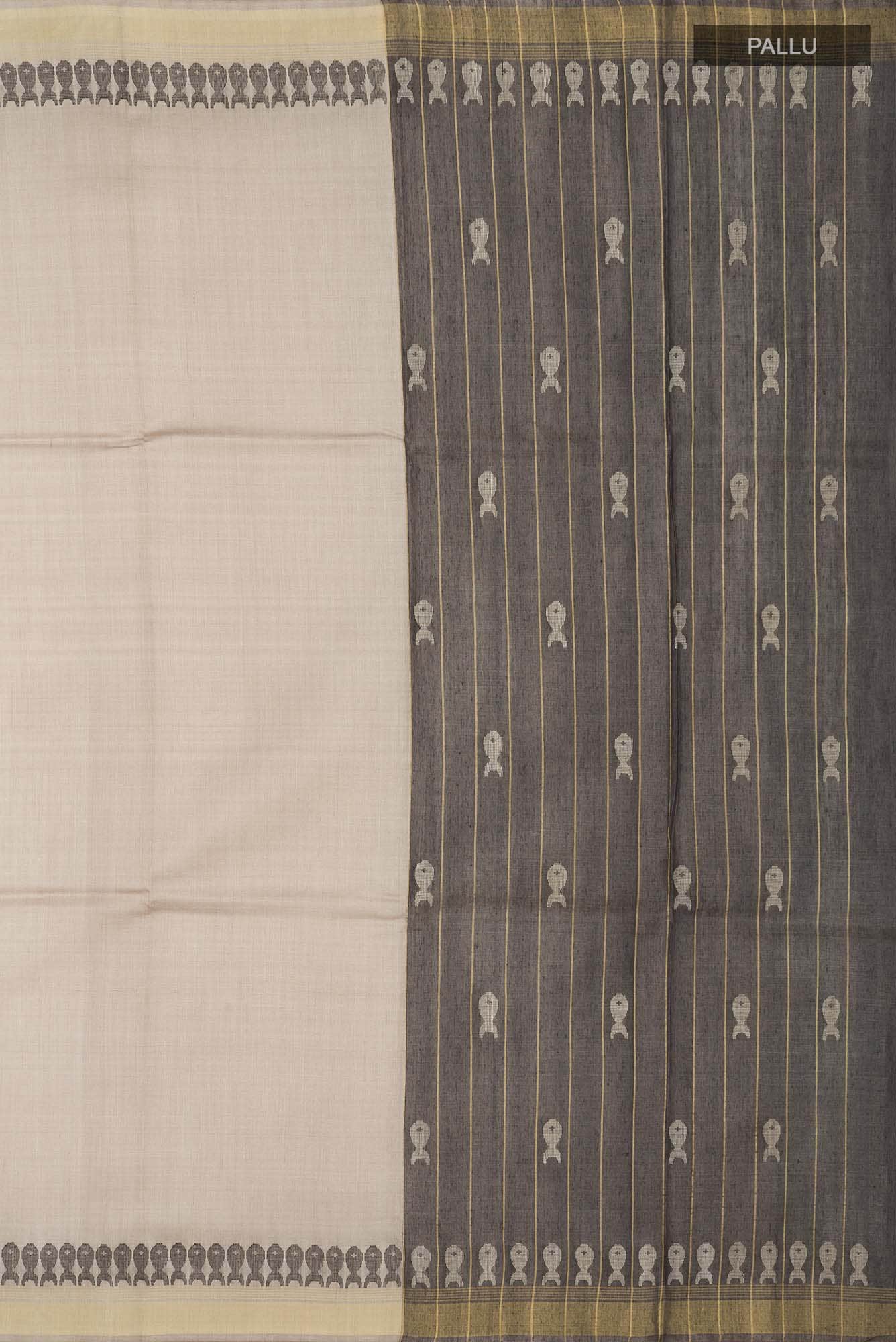 Pisces in Paris-Light Brown Bhagalpuri Tussar Silk Saree - Image 5