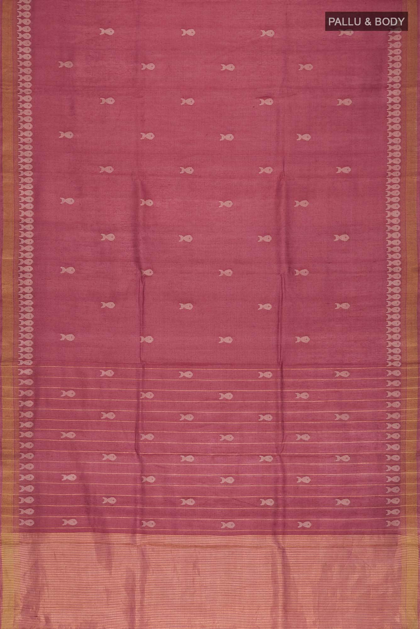 Pisces in Paris-Rust Bhagalpuri Tussar Silk Saree - Image 10