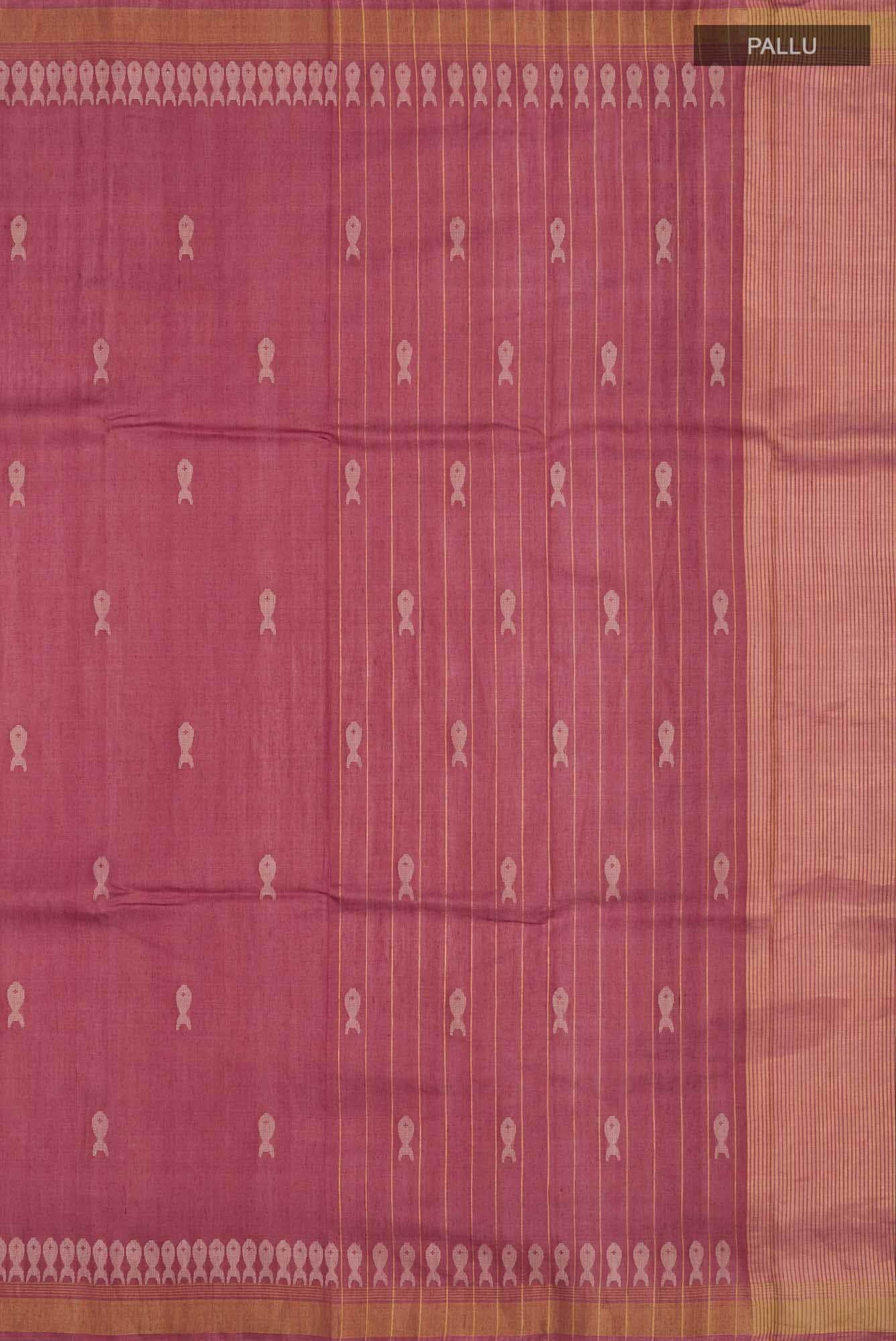 Pisces in Paris-Rust Bhagalpuri Tussar Silk Saree - Image 5