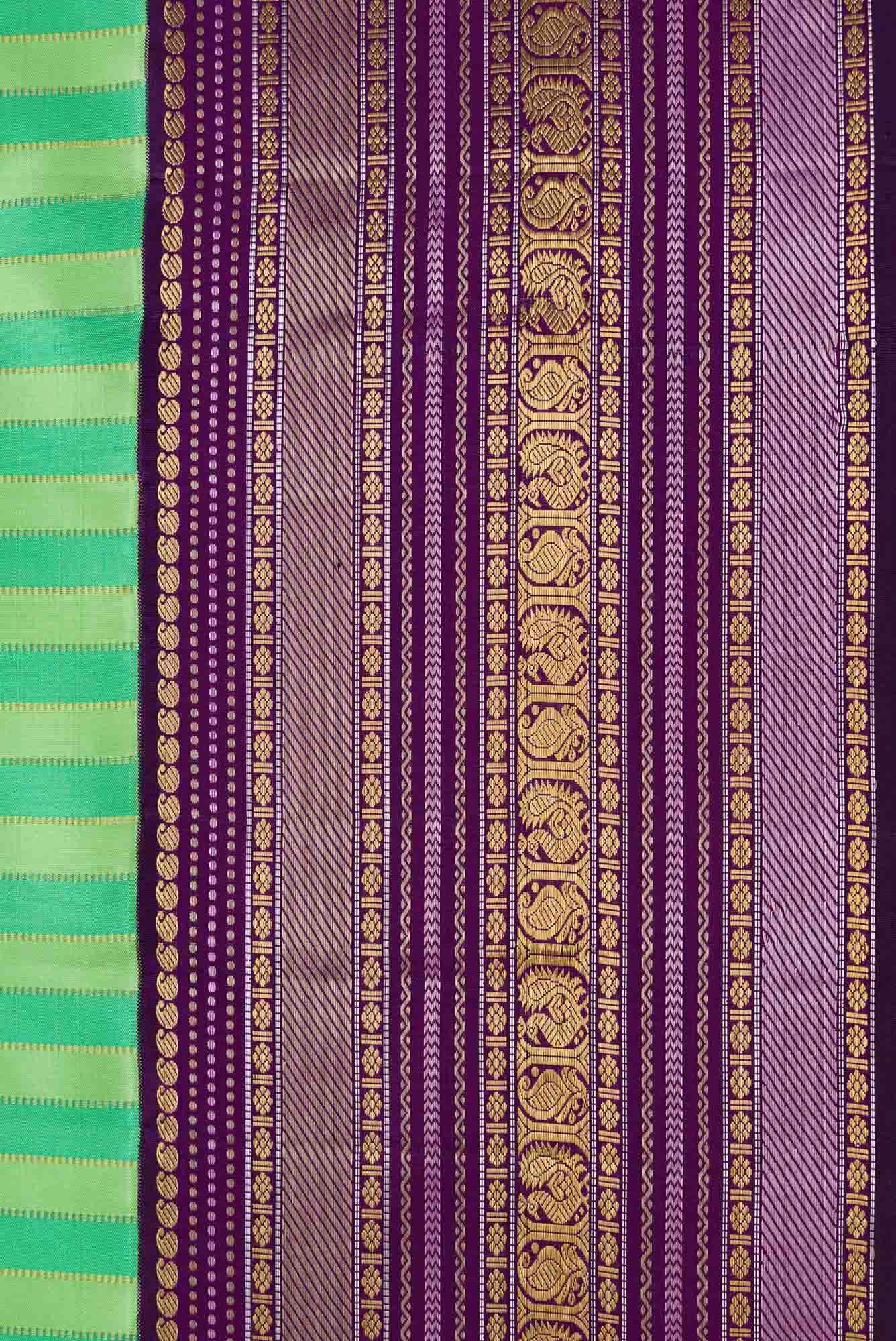 Pure Silk Pure Zari Pista Green and Sea Green Dual Tone Kanchipuram Saree - Image 6