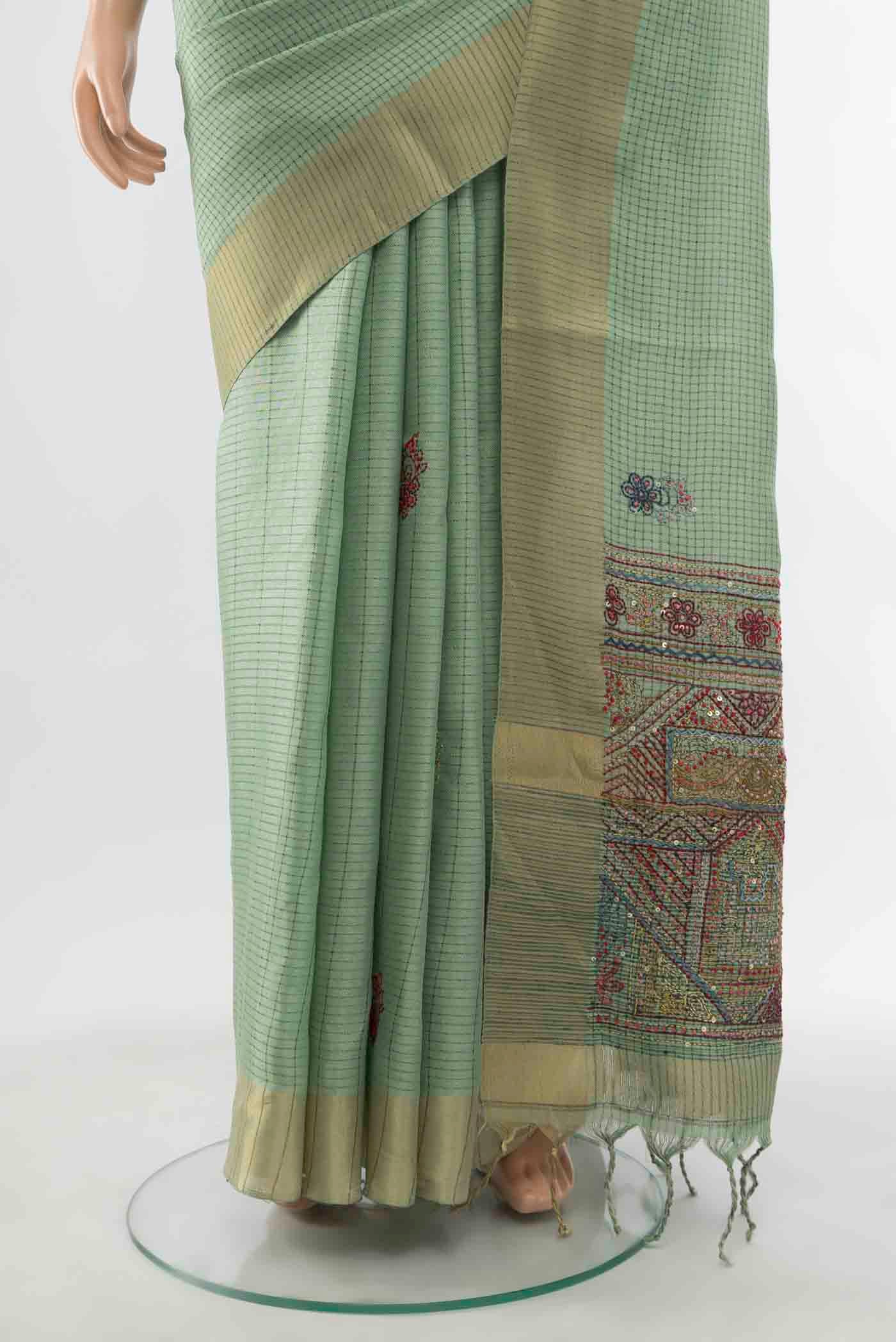 Pista Green Art Silk Saree - Image 3