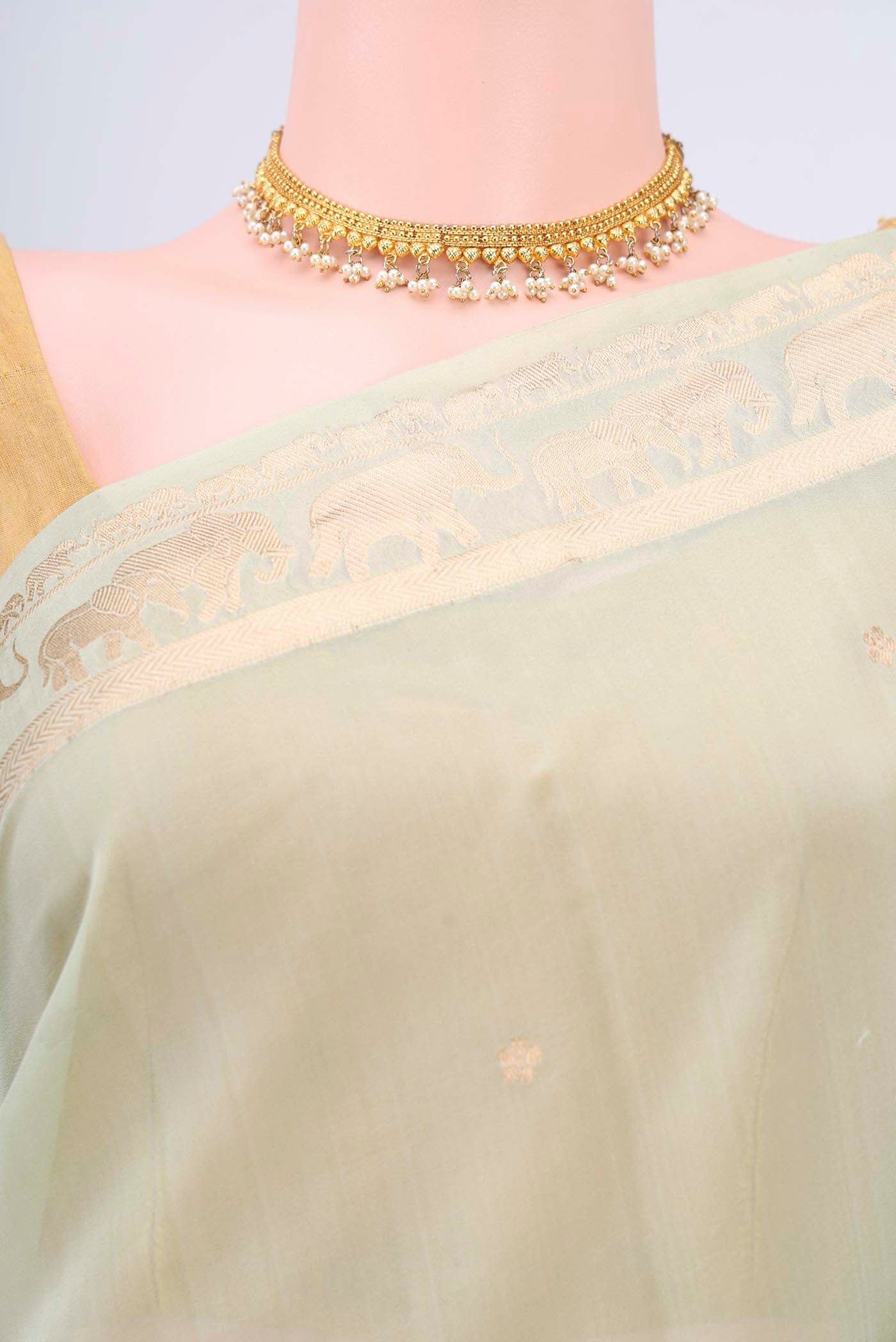 Mint Green Organza Silk Saree - Image 2