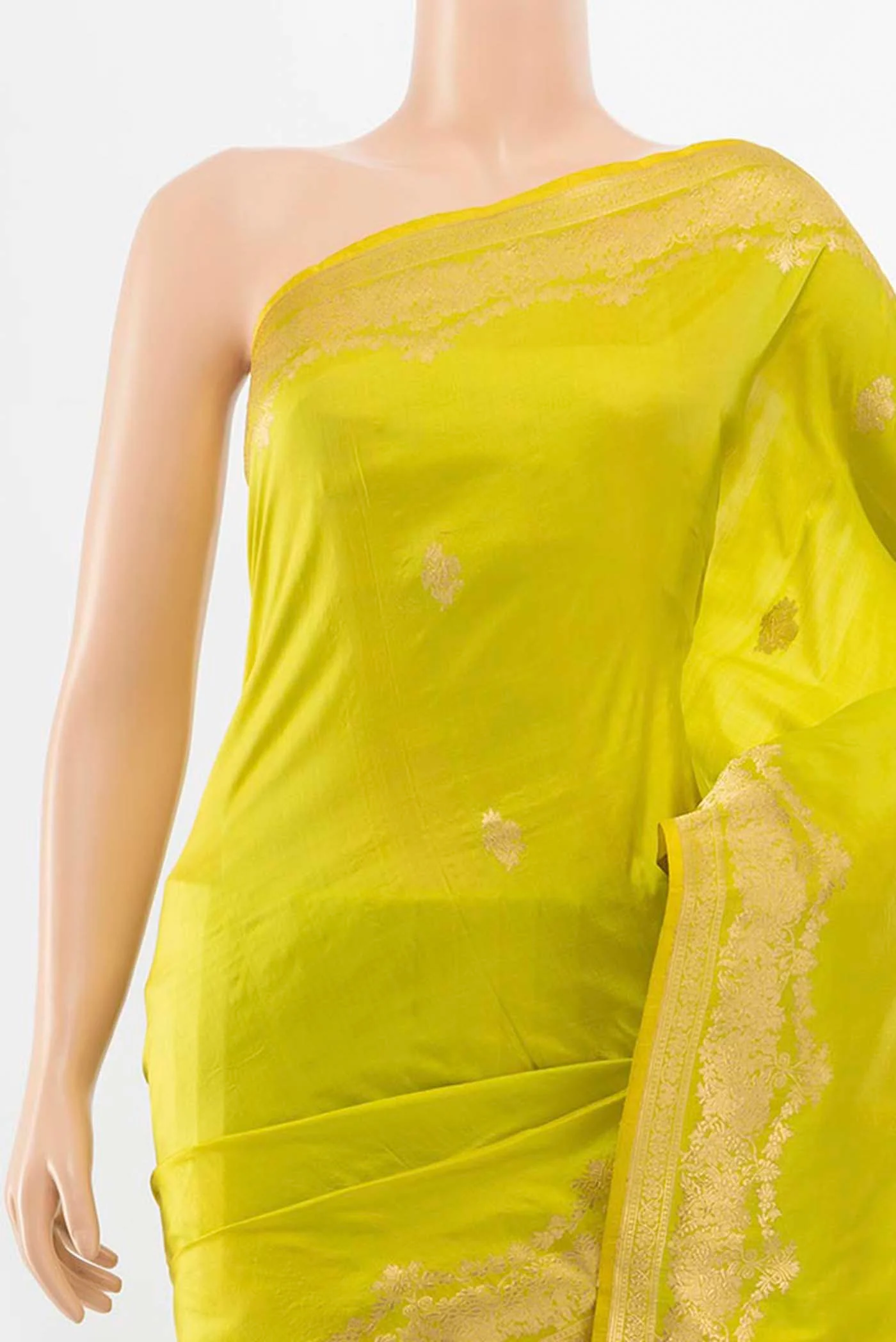 Pista Green Banarasi Katan Silk Saree - Image 2