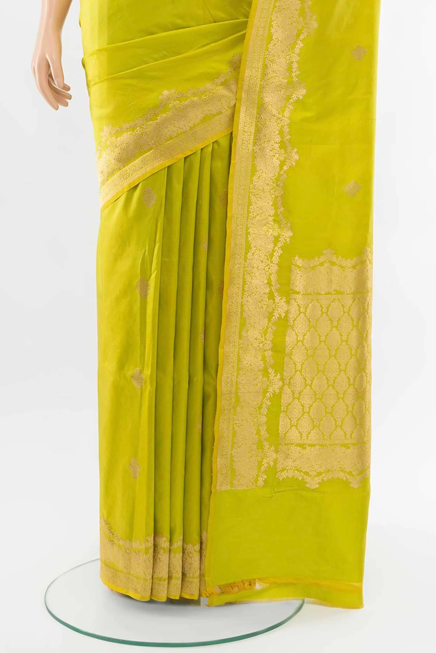 Pista Green Banarasi Katan Silk Saree - Image 3