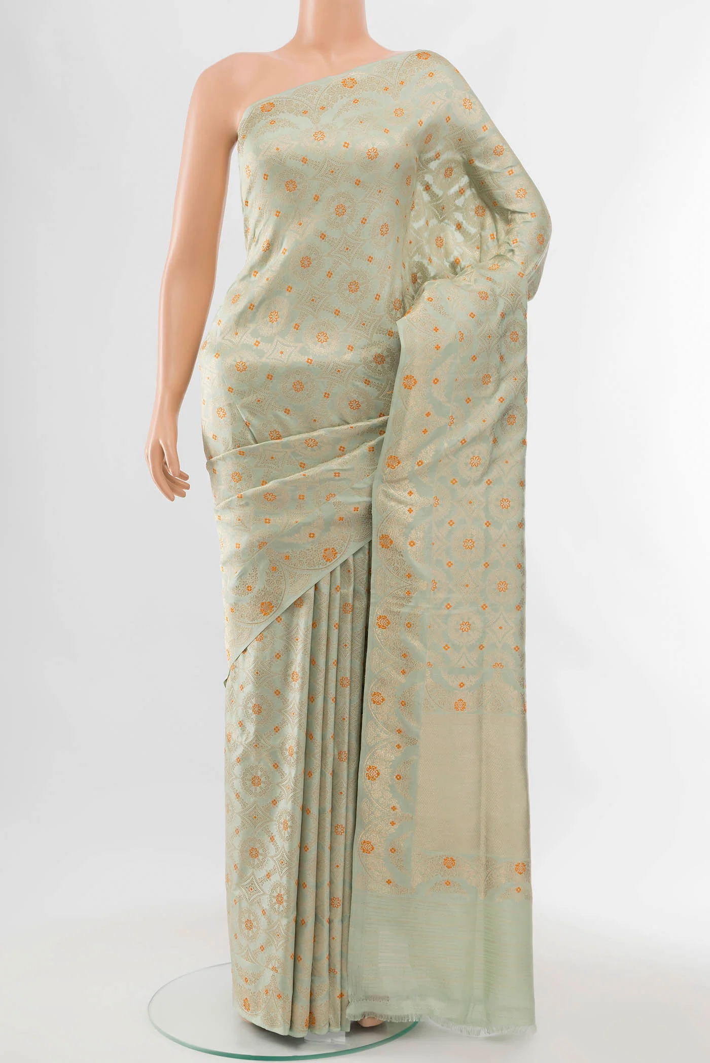 Pista Green Banarasi Silk Saree