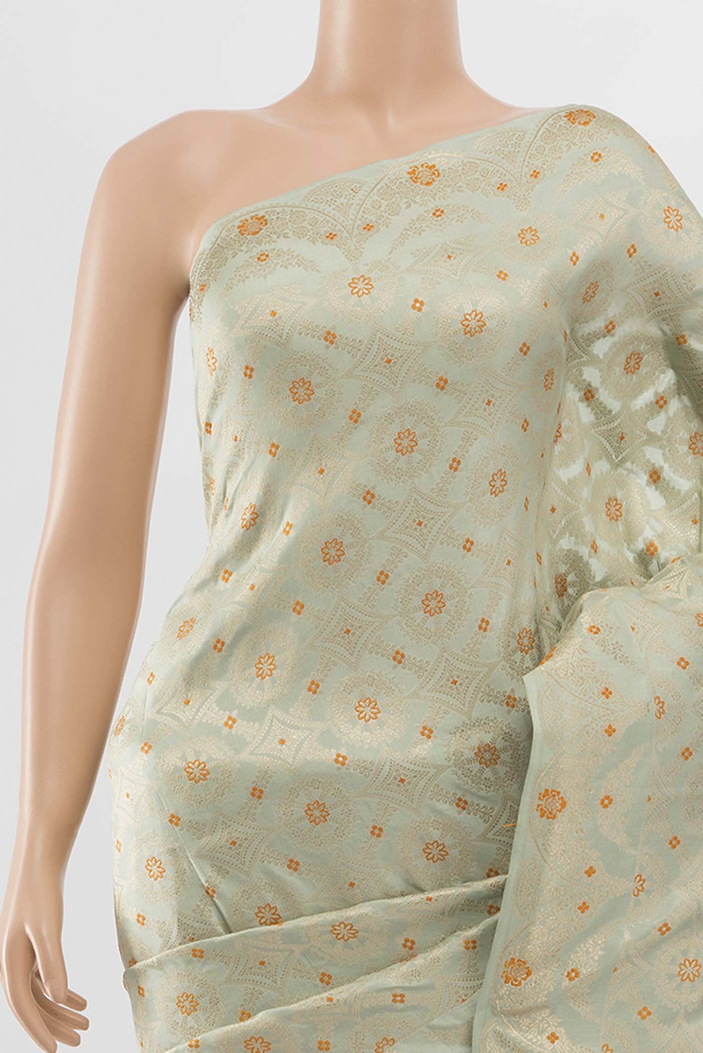 Pista Green Banarasi Silk Saree - Image 2