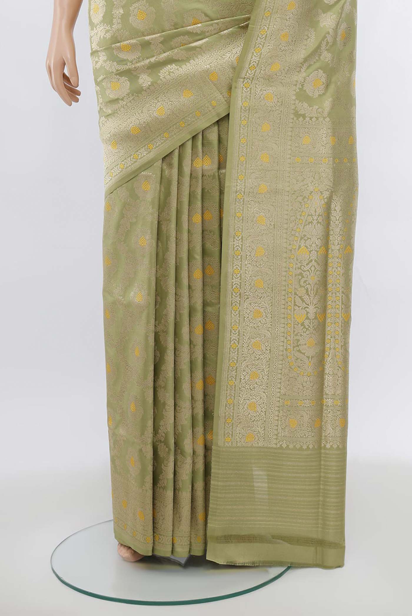 Light Green Banarasi Silk Saree - Image 3