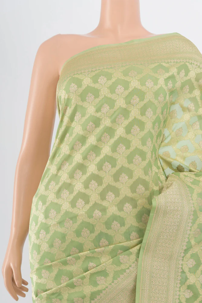 Pista Green Banarasi Silk Saree - Image 2