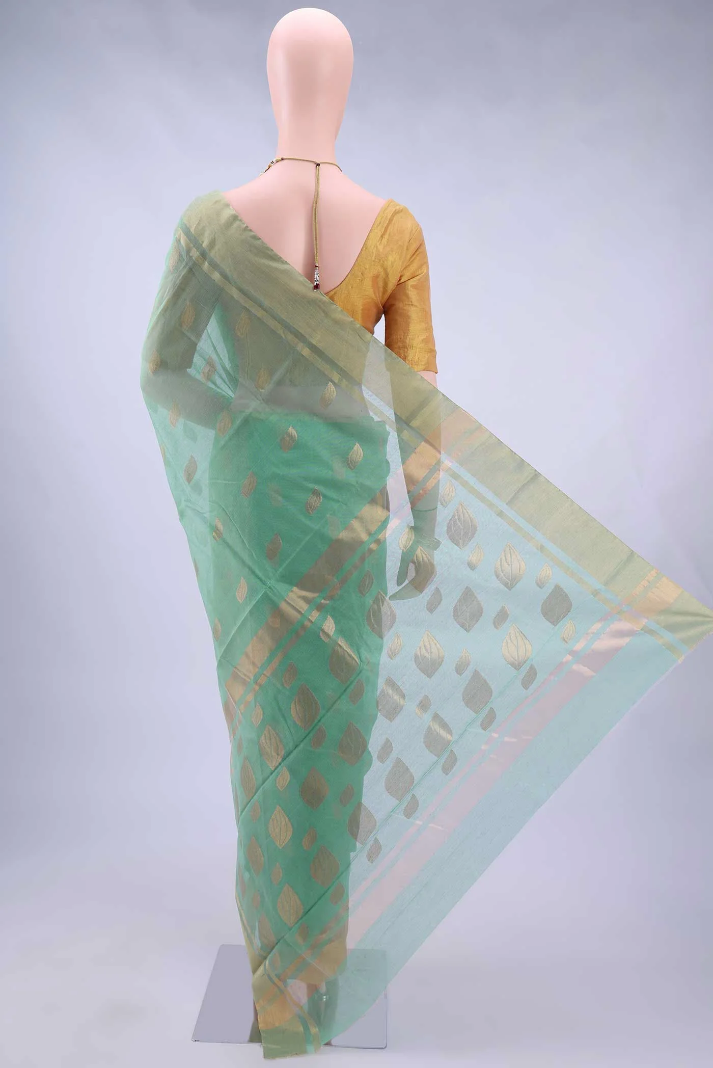 Pista Green Chanderi Silk Cotton Saree - Image 2