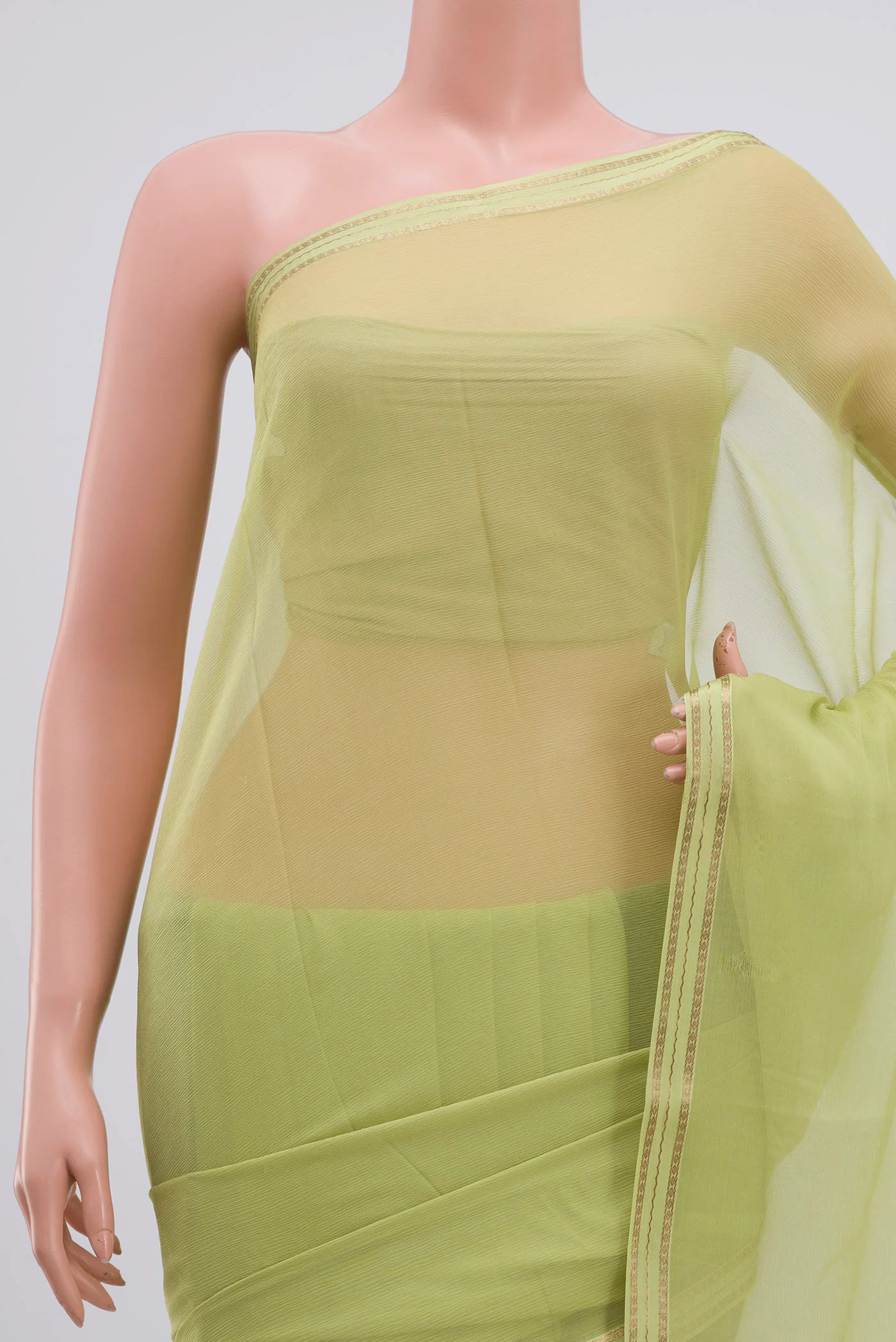Pista Green Mysore Chiffon Saree - Image 2