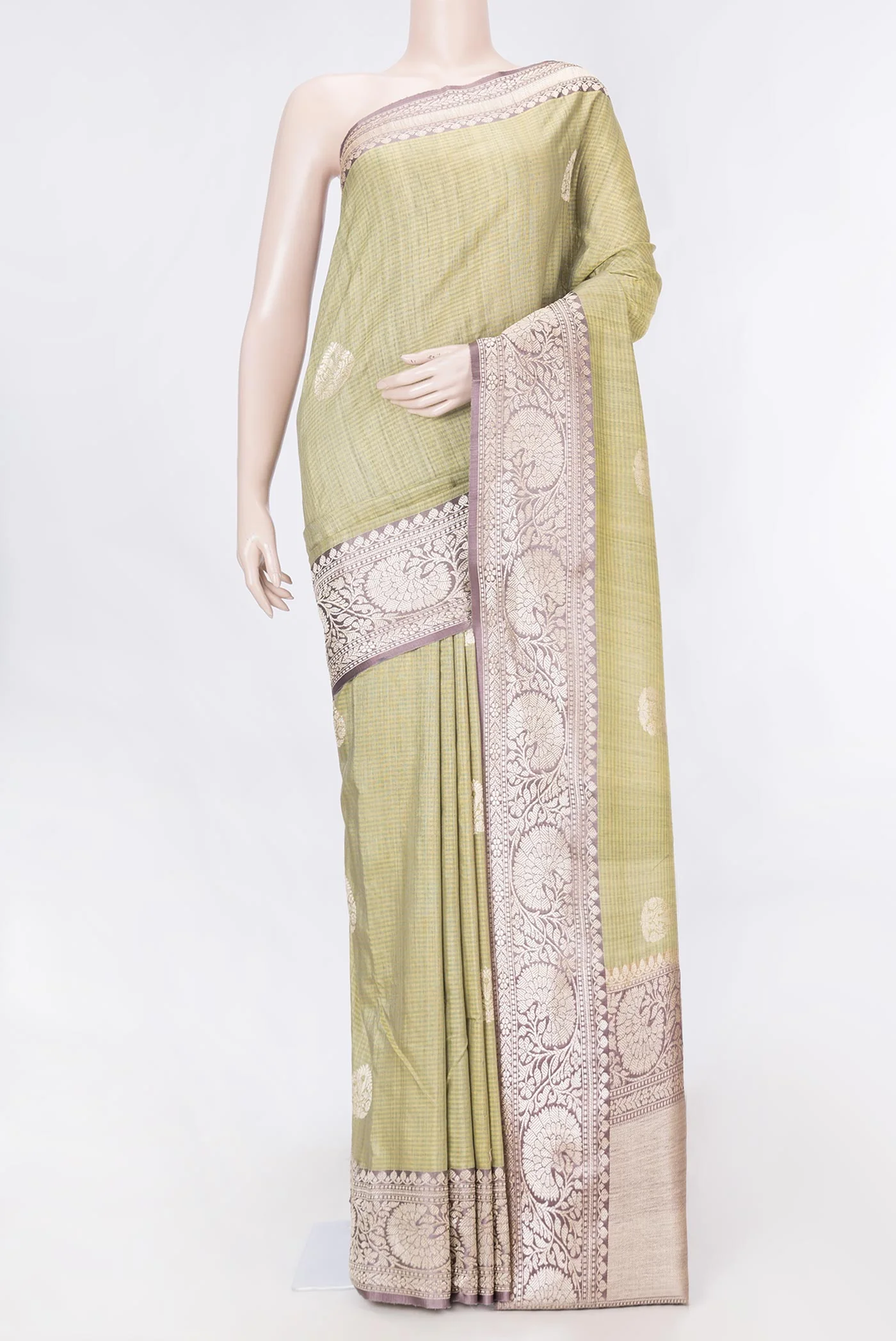 Pista Green Dual Tone Banarasi Silk Saree