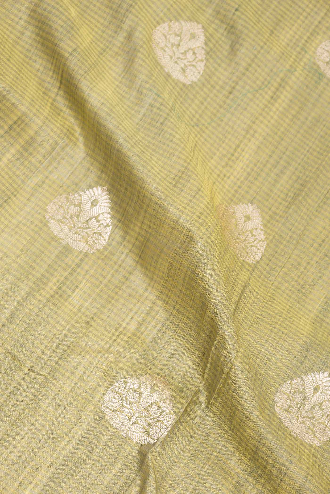 Pista Green Dual Tone Banarasi Silk Saree - Image 2