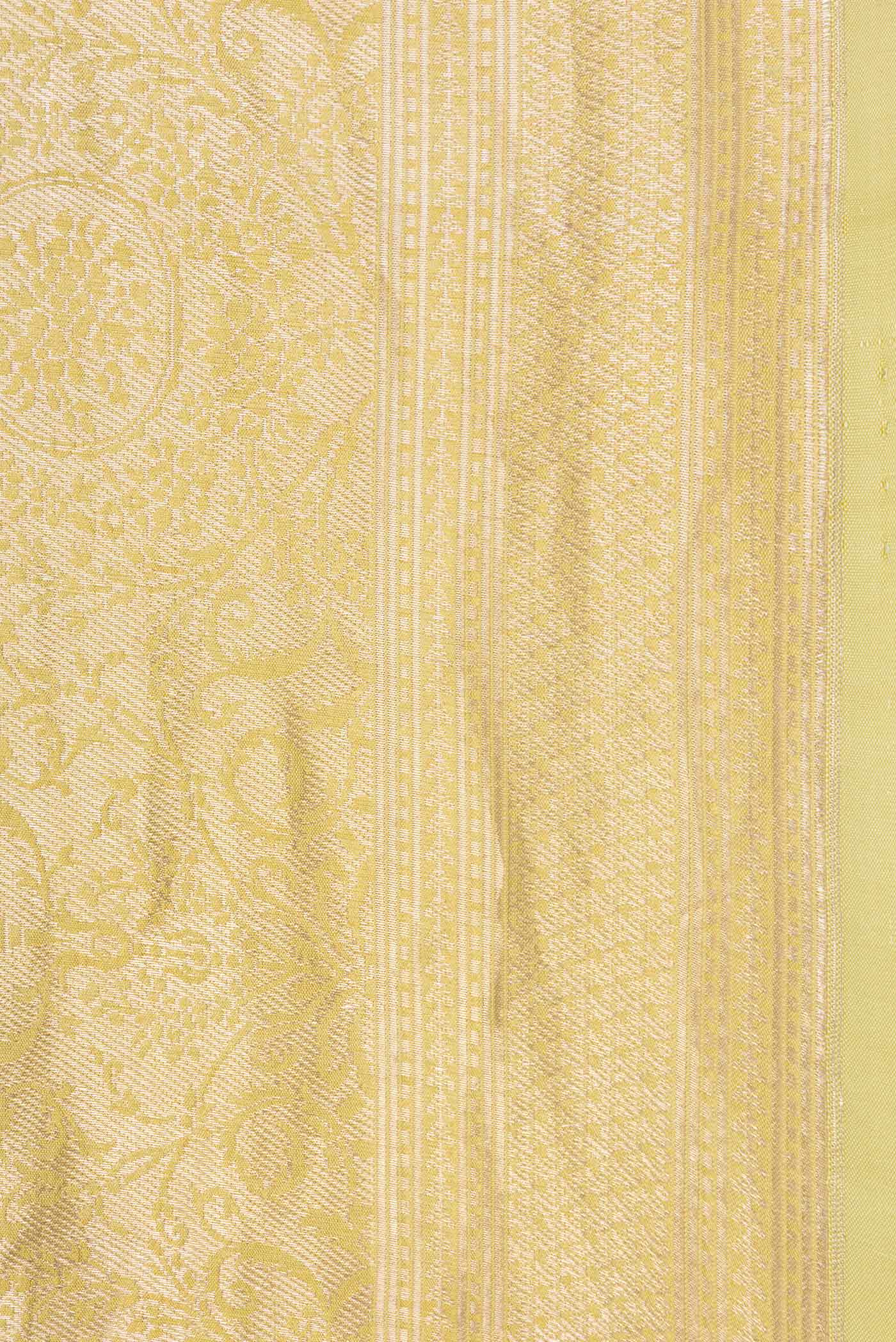 Light Green with Yellow Color Banarasi Silk Saree - Image 3