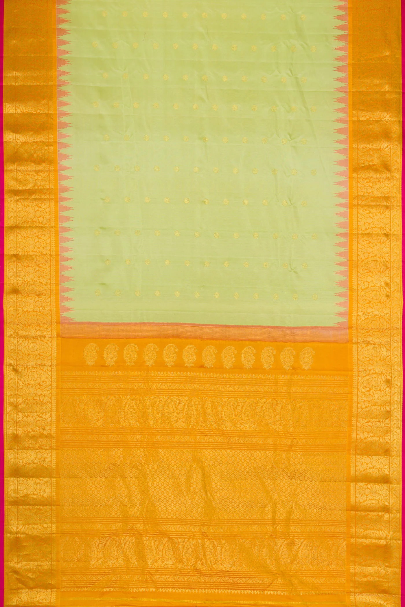 Pista Green Gadwal Silk Saree - Image 6
