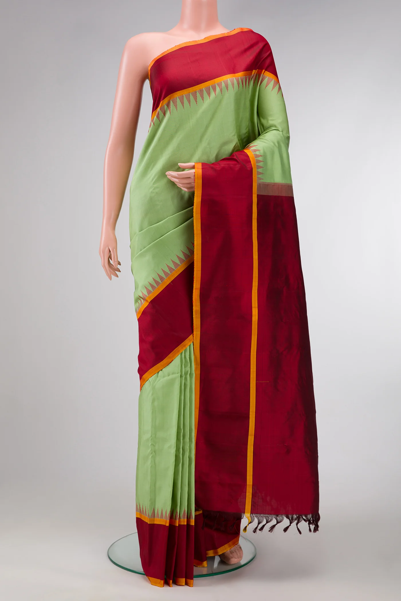 Pista Green Gadwal Silk Saree