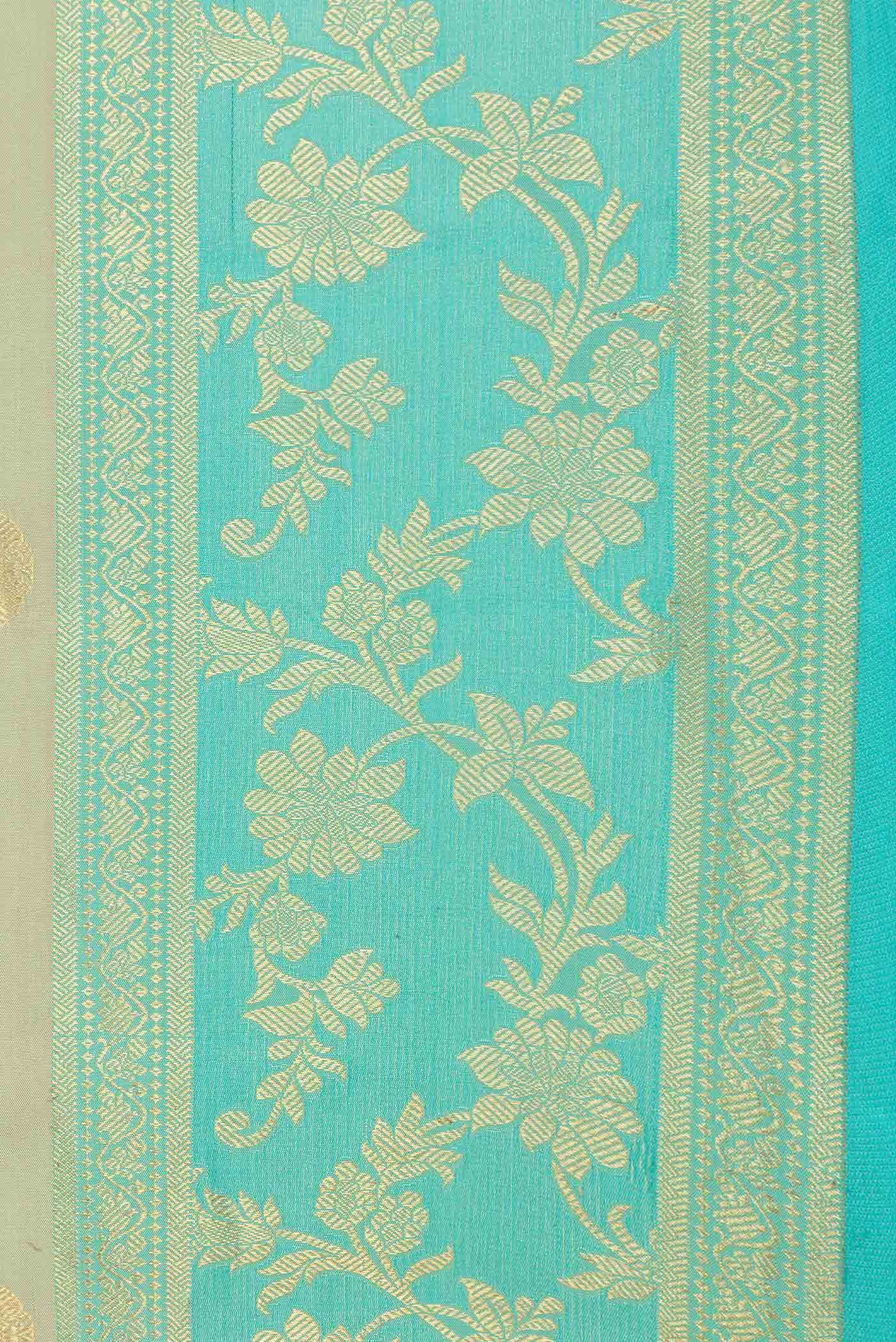 Pista Green Dual Tone Kanchipuram Saree - Image 3