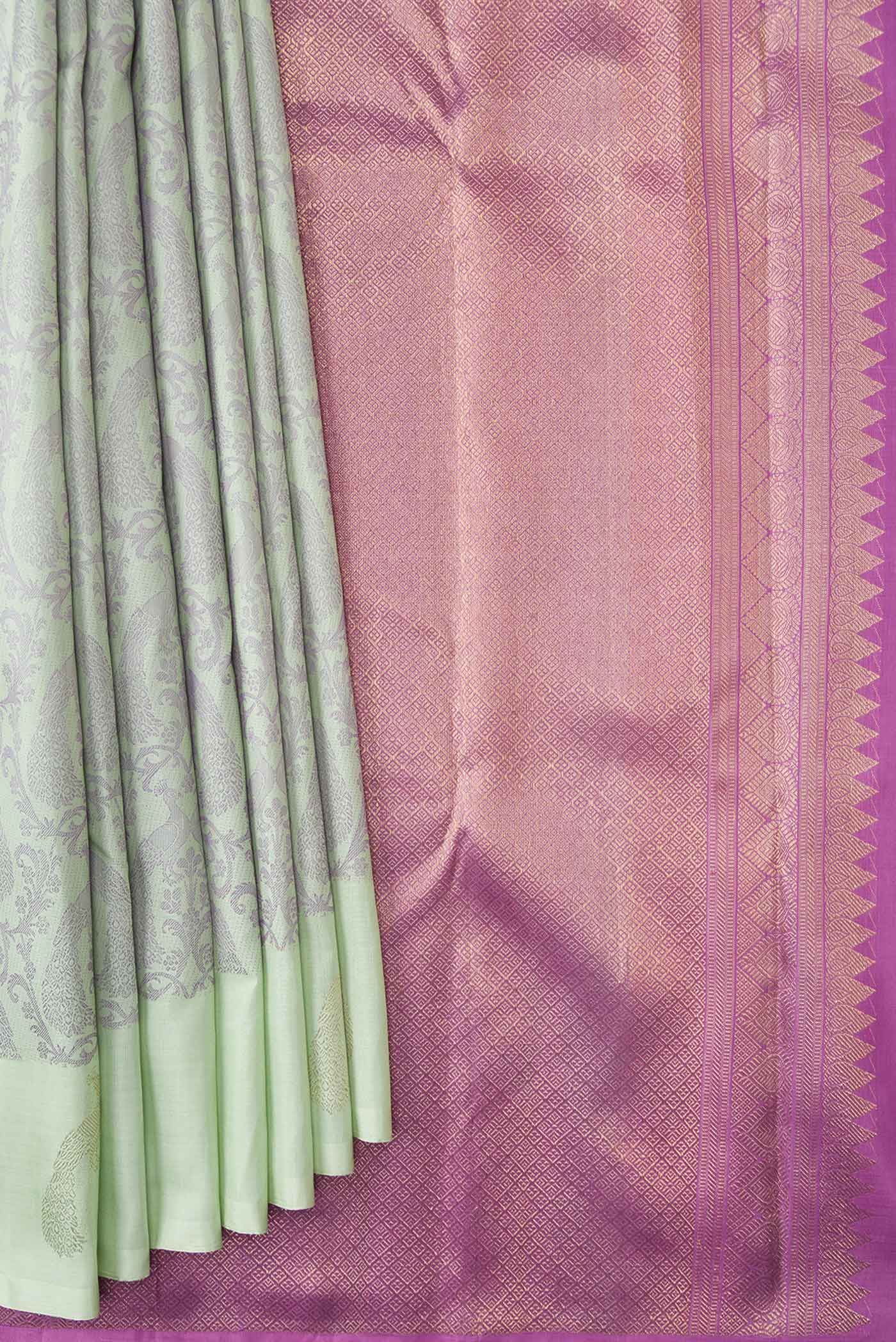 Pista Green Dual Tone Kanjivaram Silk Saree - Image 4