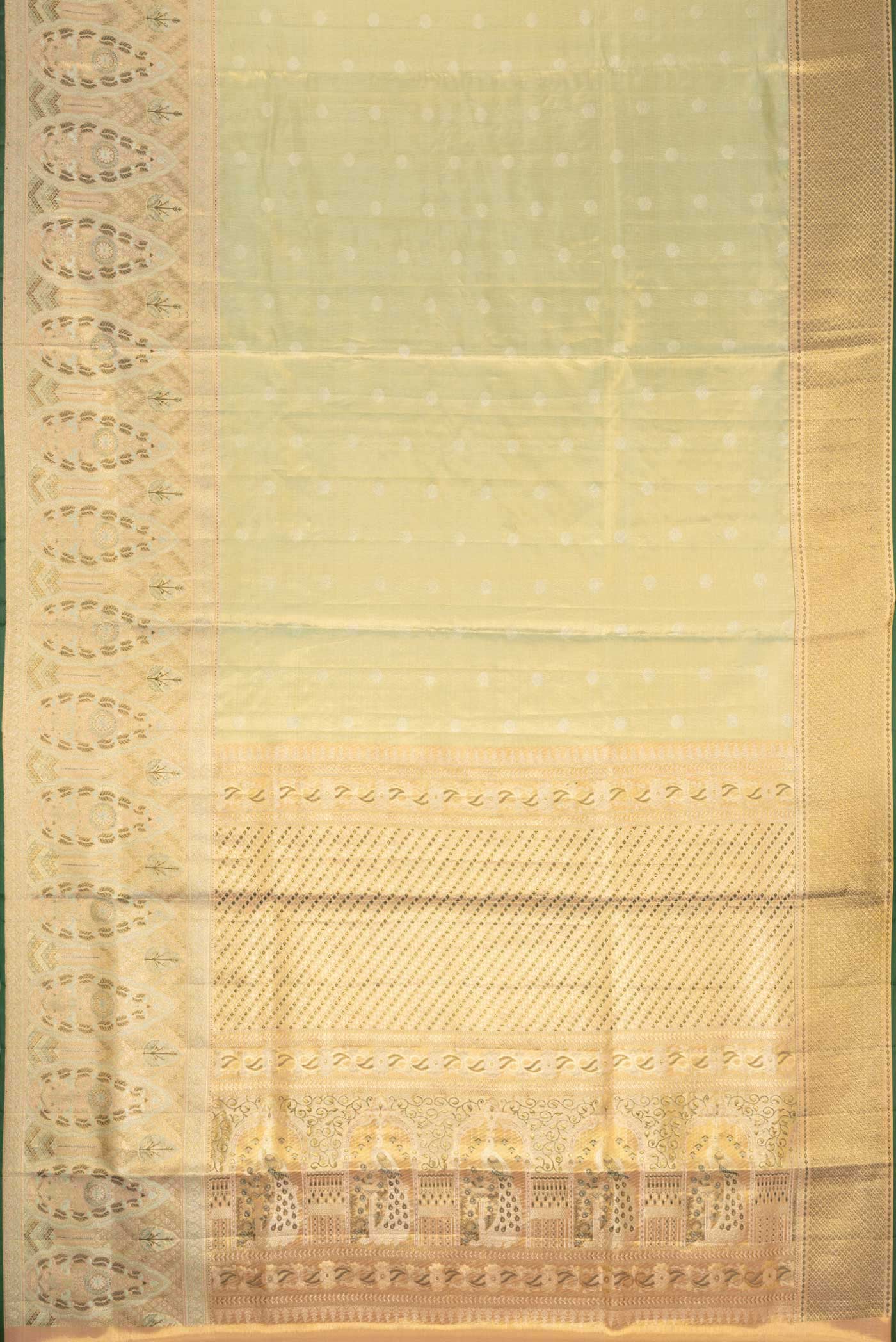 Pista Green Dual Tone Kanchipuram Tissue Silk Saree - Image 6